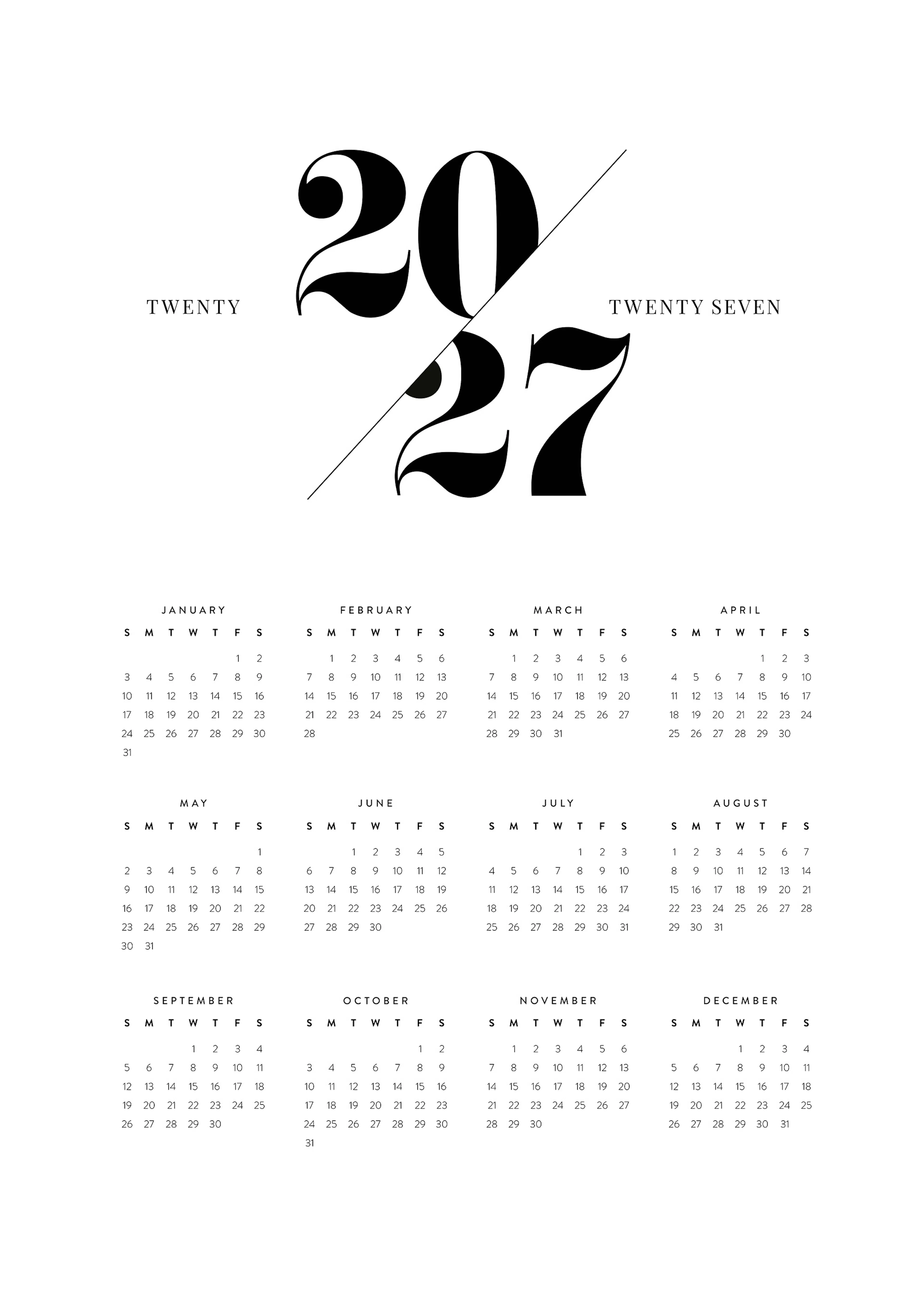 Calendar 2027 US Poster 0
