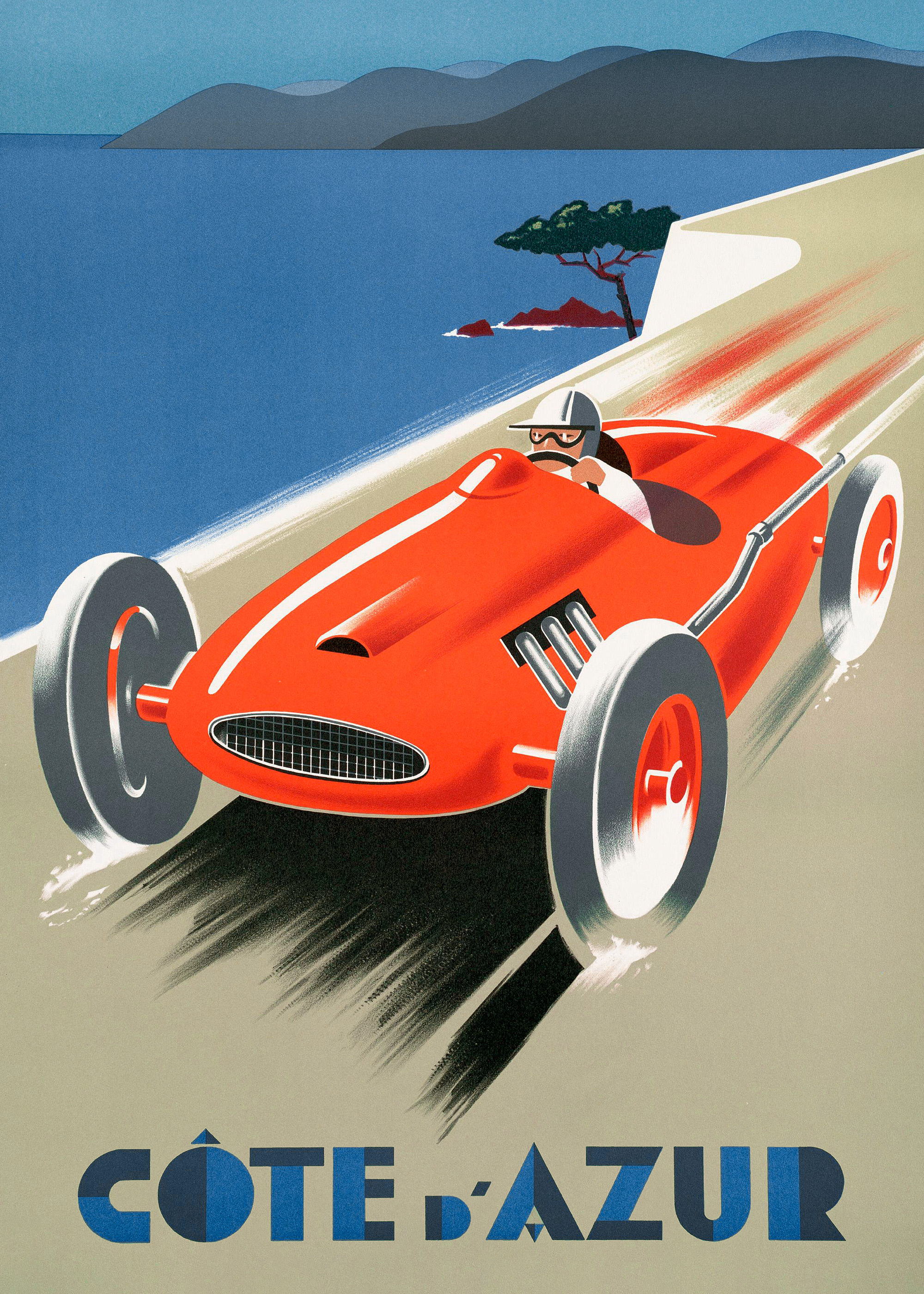 Côte dAzur Poster with Vintage Racing Style | Poster Store US