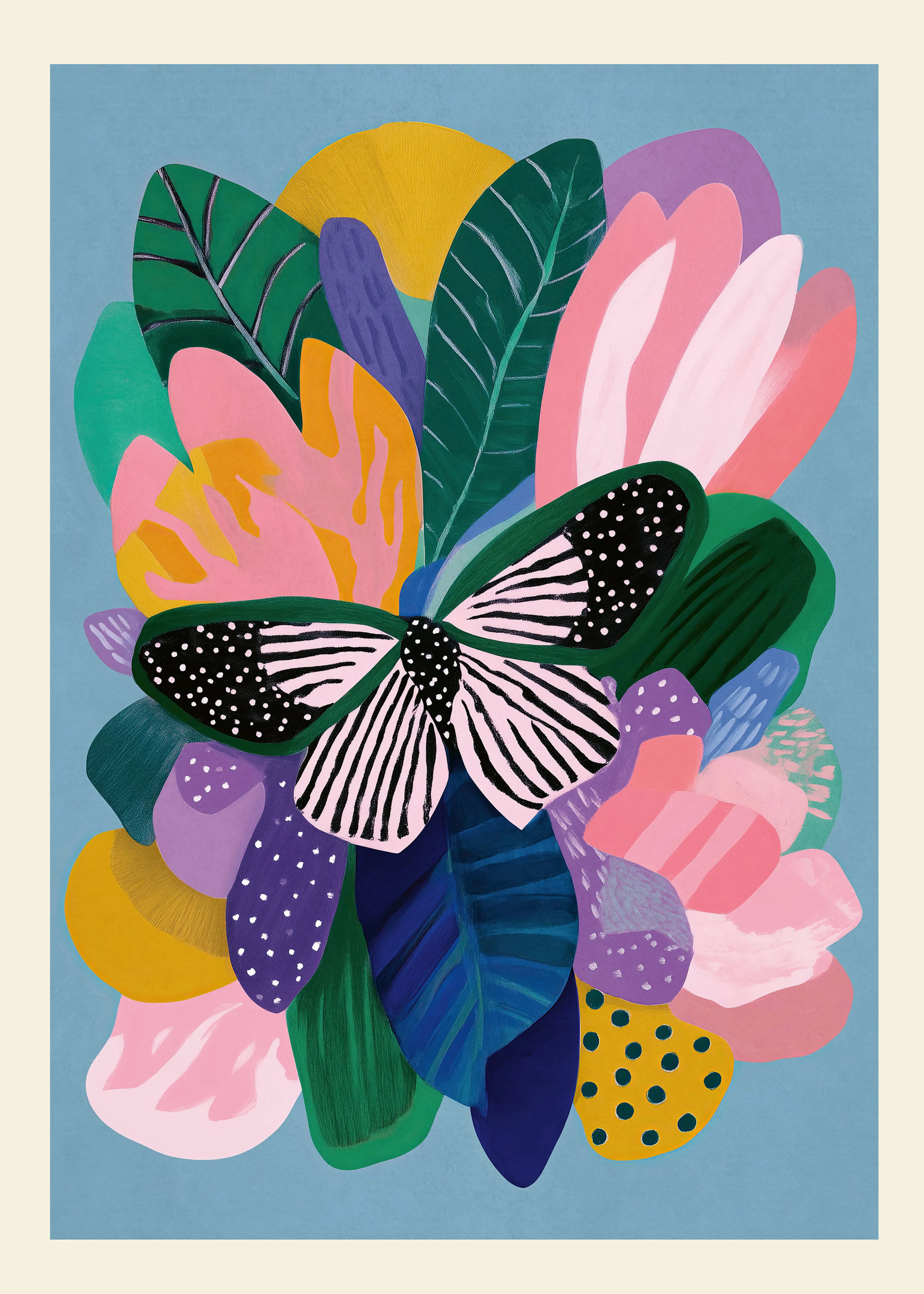 Blue Butterfly Bloom Poster 0