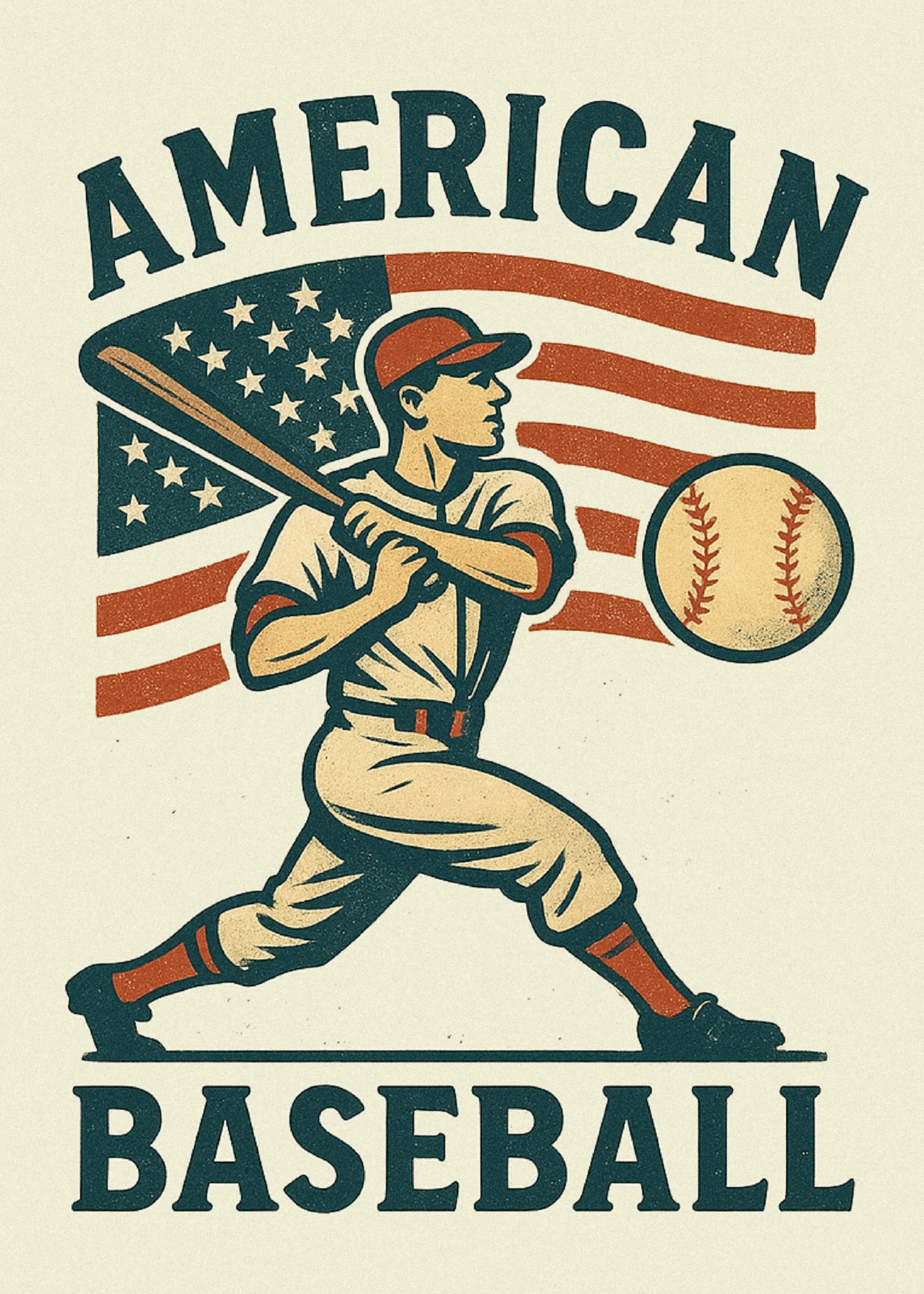 Red American Baseball Poster 0