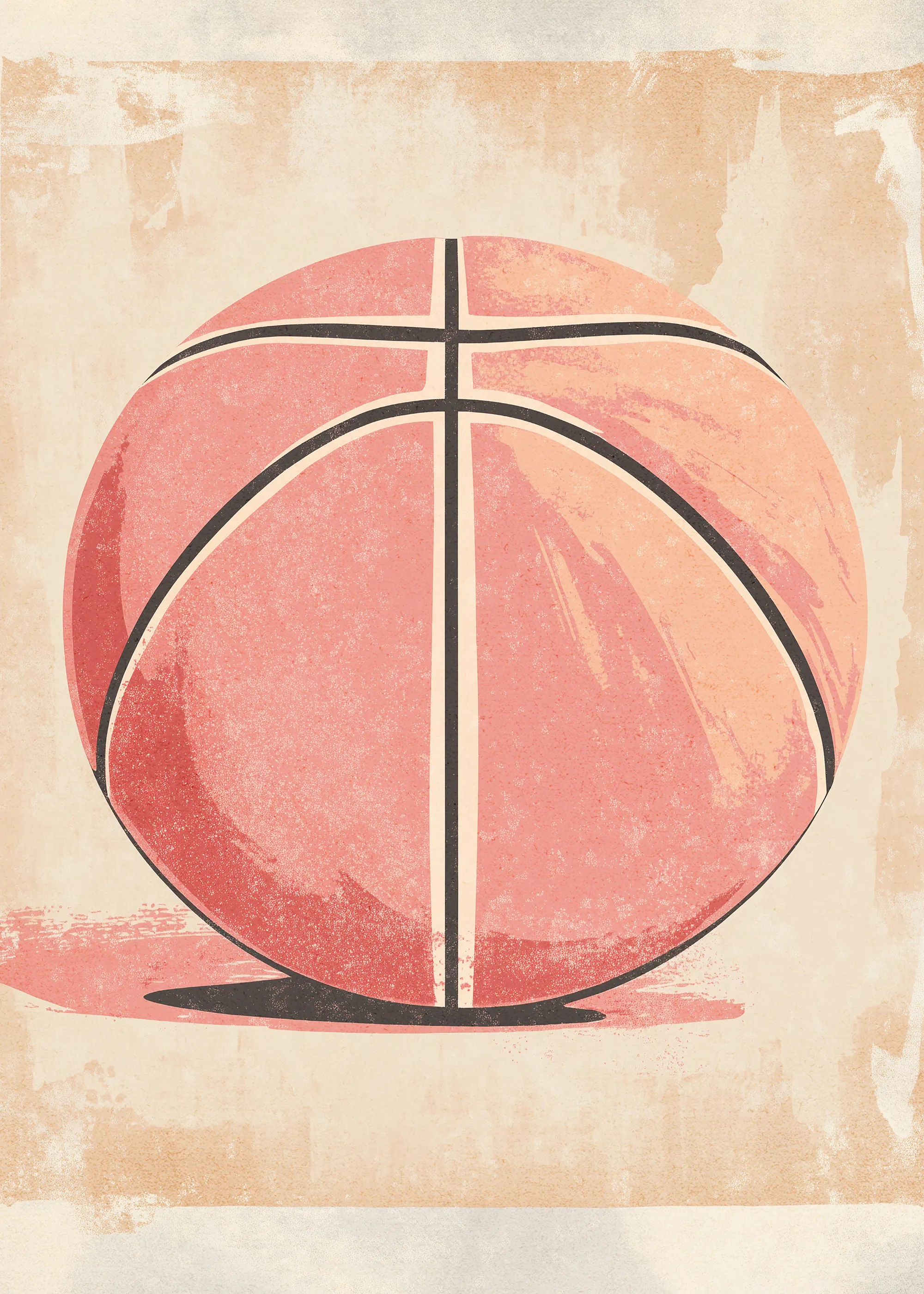 Orange Vintage Basketball Poster 0