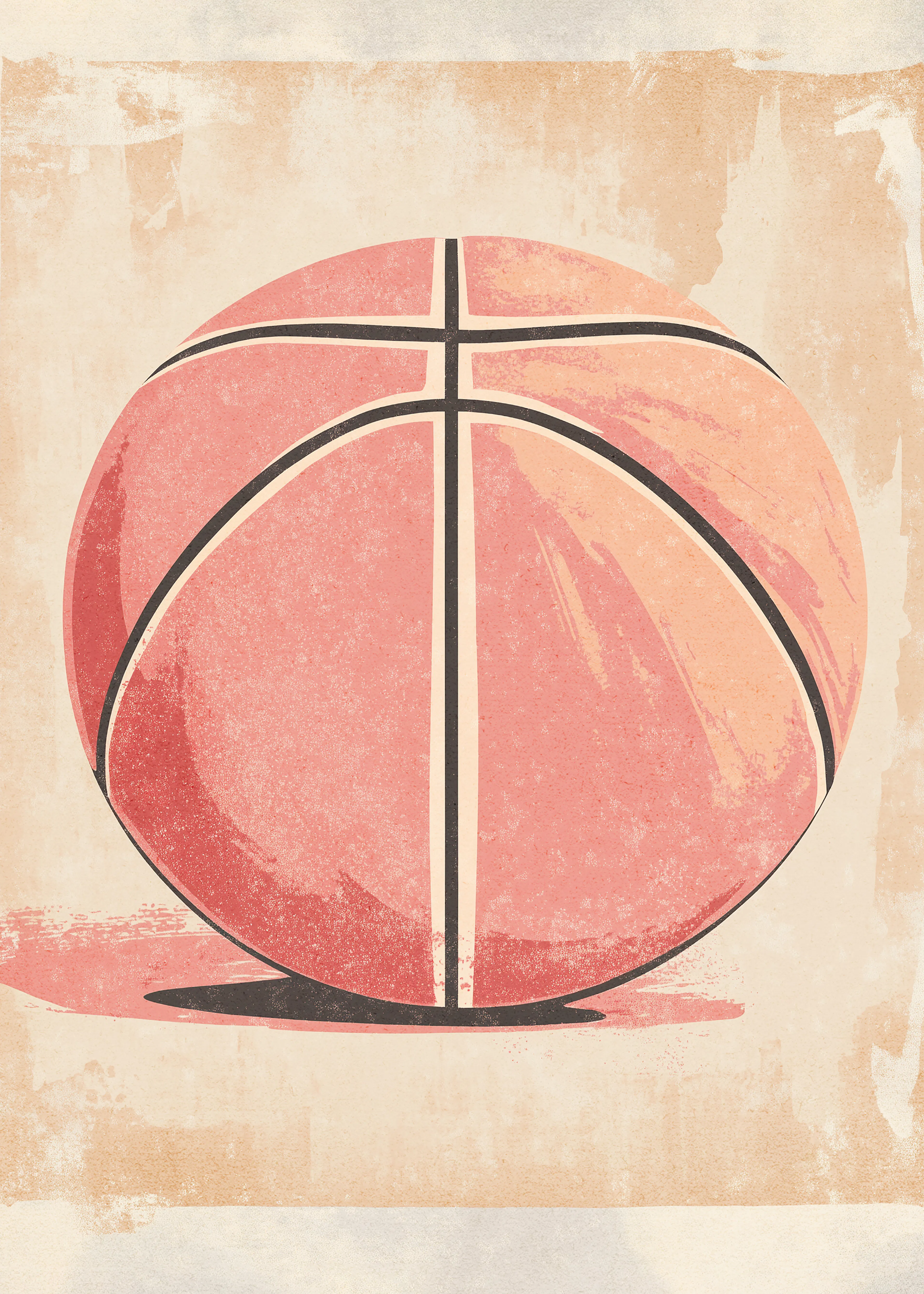 Oranje Vintage Basketbal Poster 0