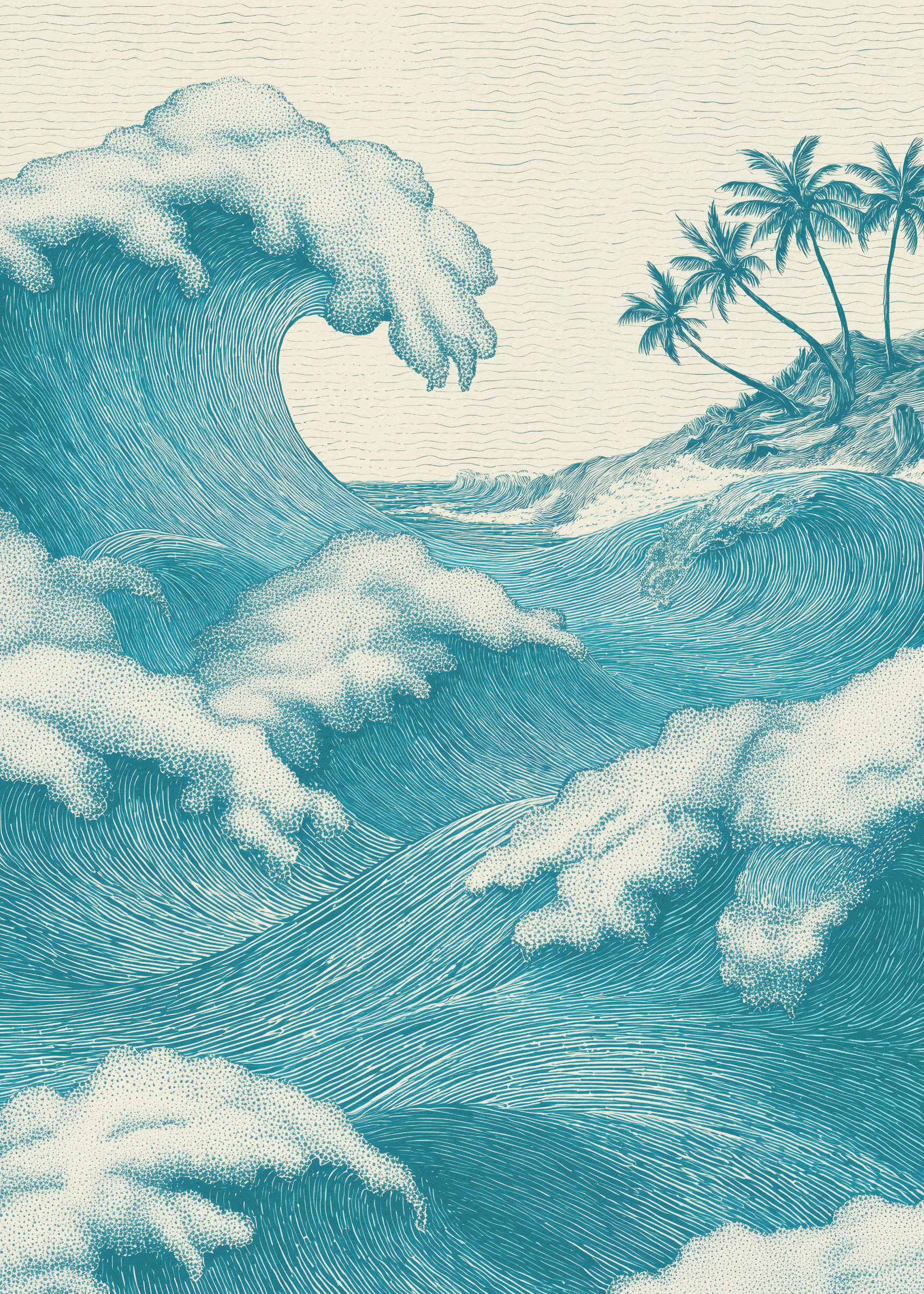 Teal Ocean Wave Poster 0