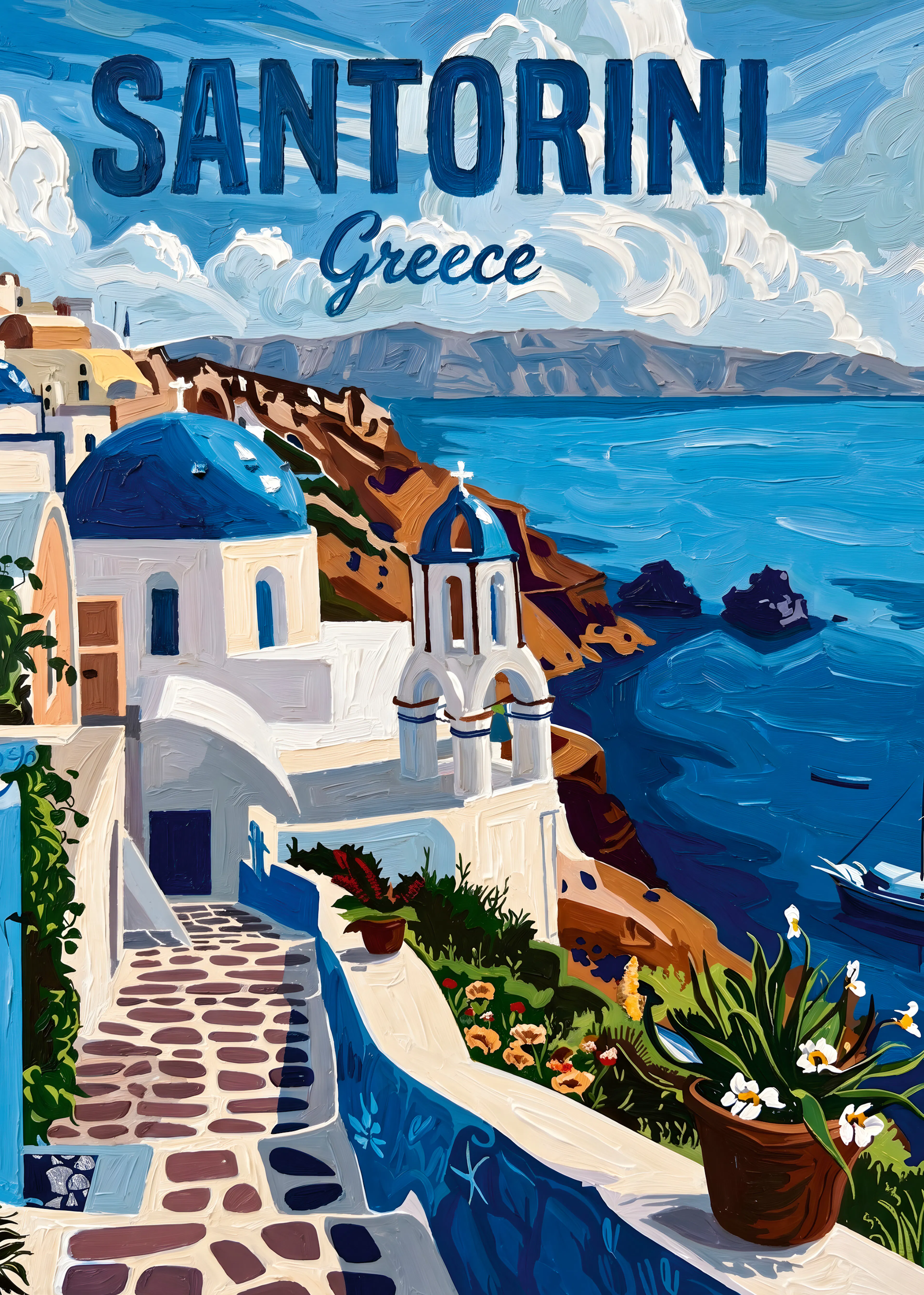 Évasion Bleue à Santorin Poster 0