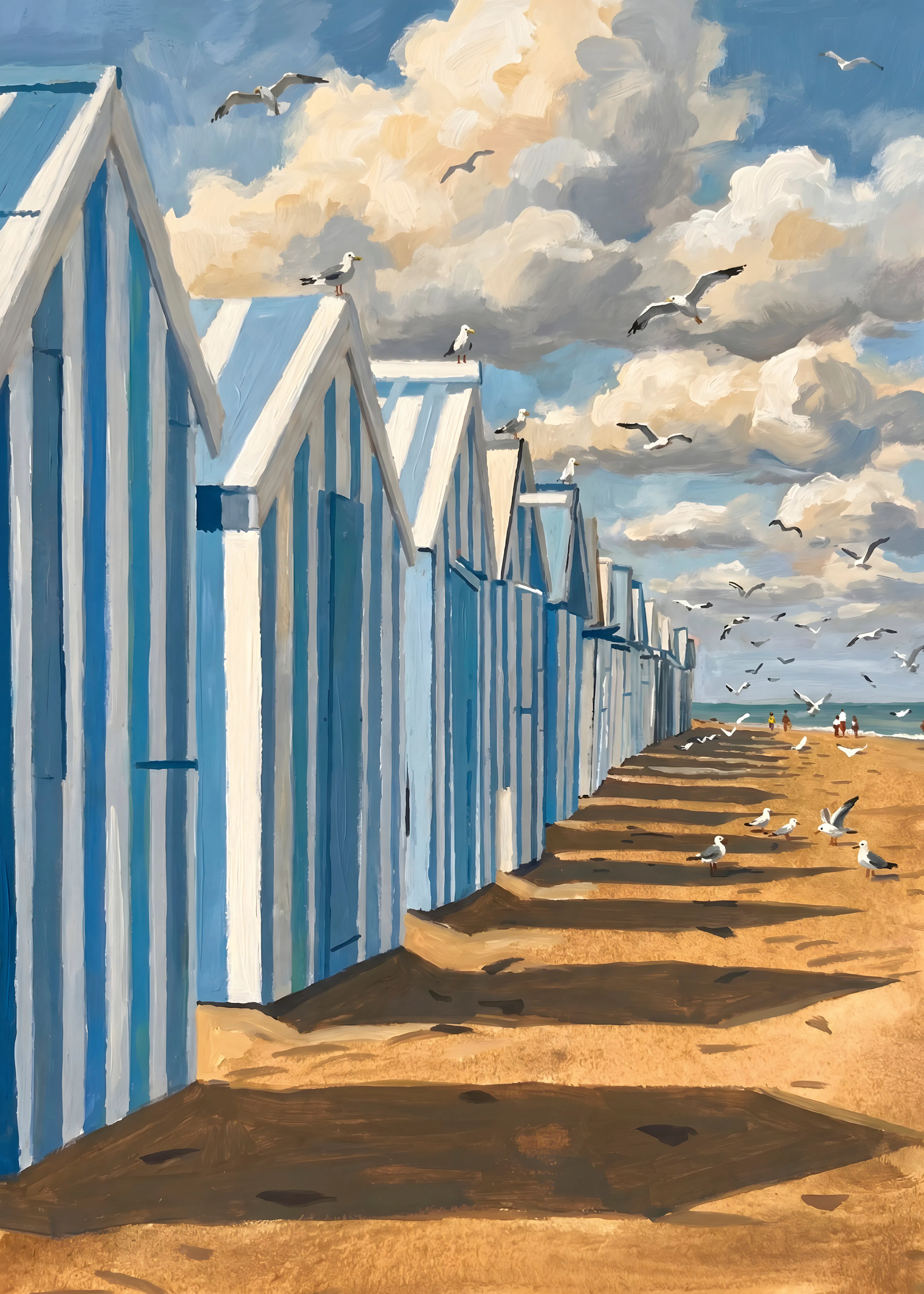 Cabines de Plage Bleu Ciel Poster 0