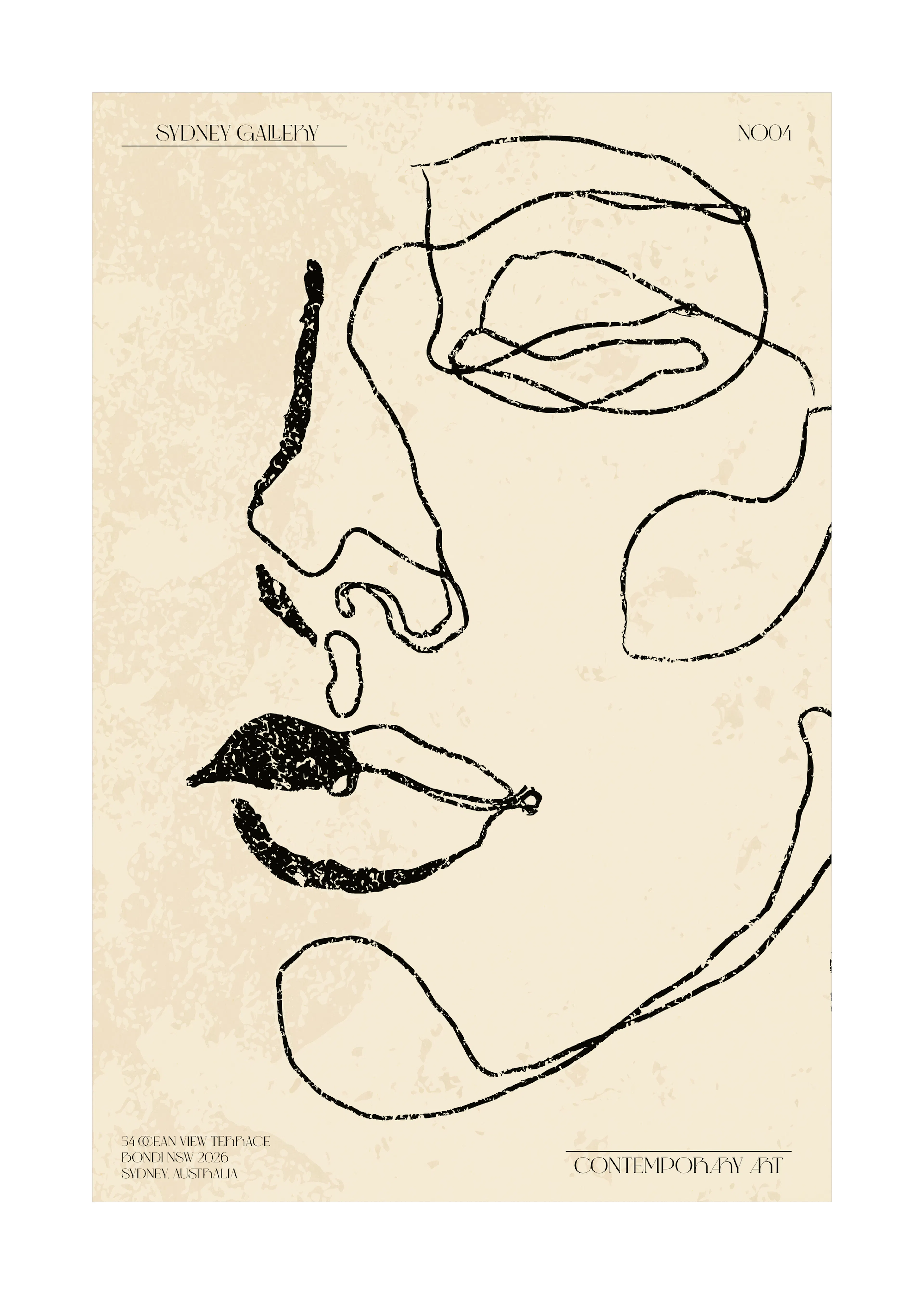 Light Beige Abstract Face Poster 0