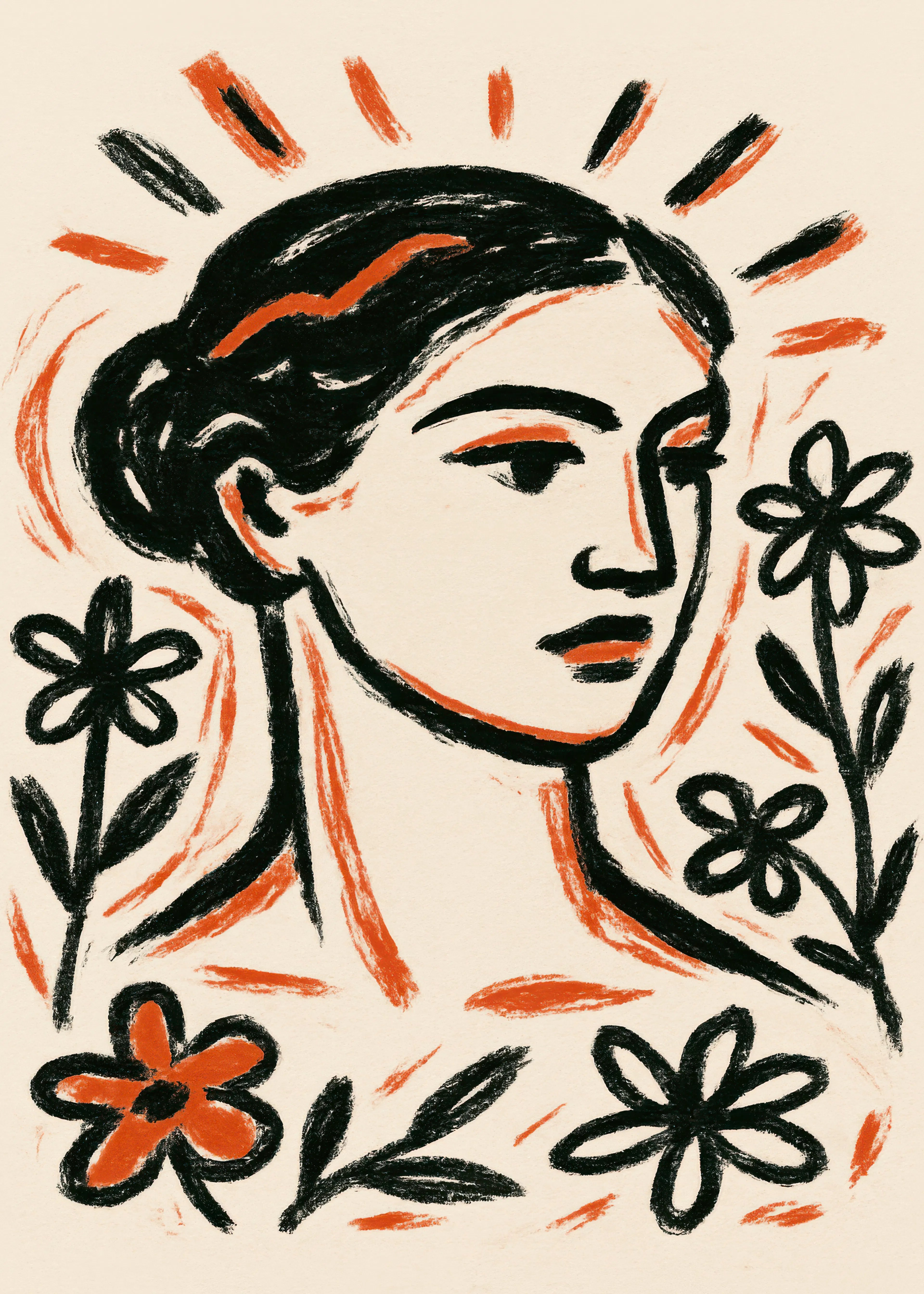 Portrait Floral Vintage Poster 0
