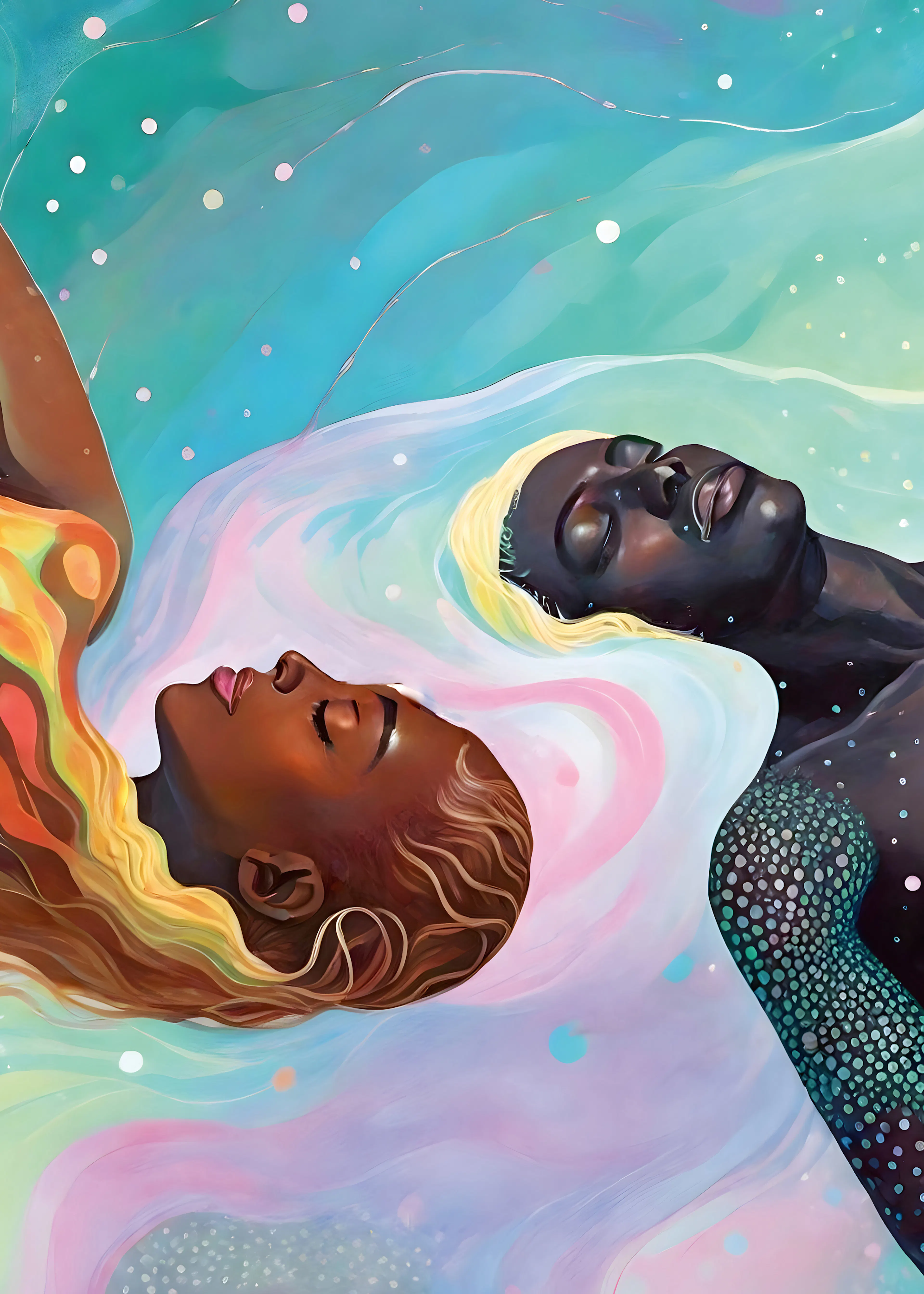 Aqua Cosmic Embrace Poster 0