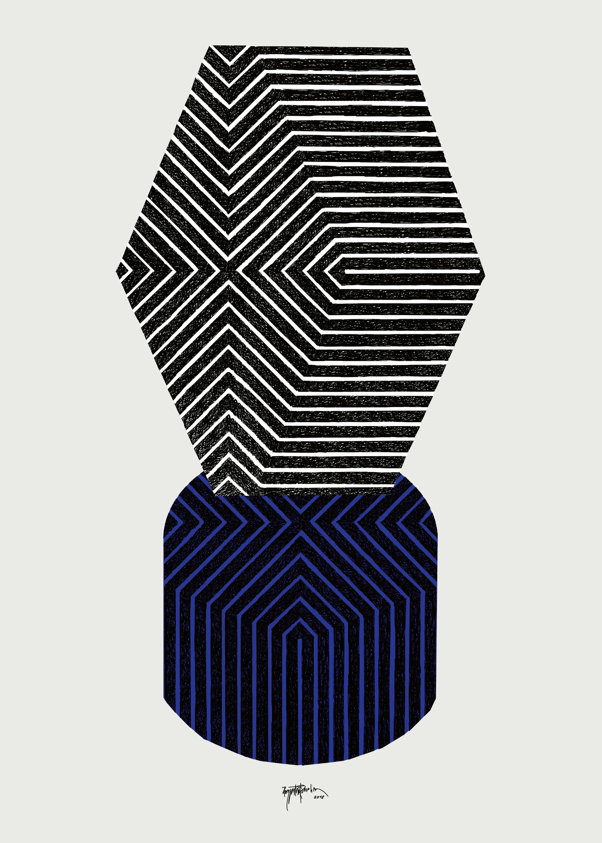 Schwarze geometrische Illusion Poster 0