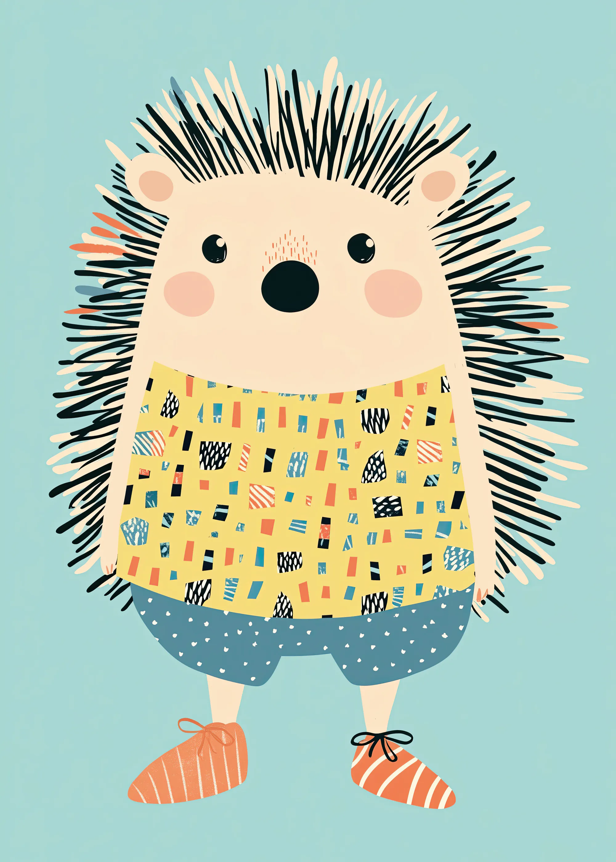Blue Cute Hedgehog Poster 0