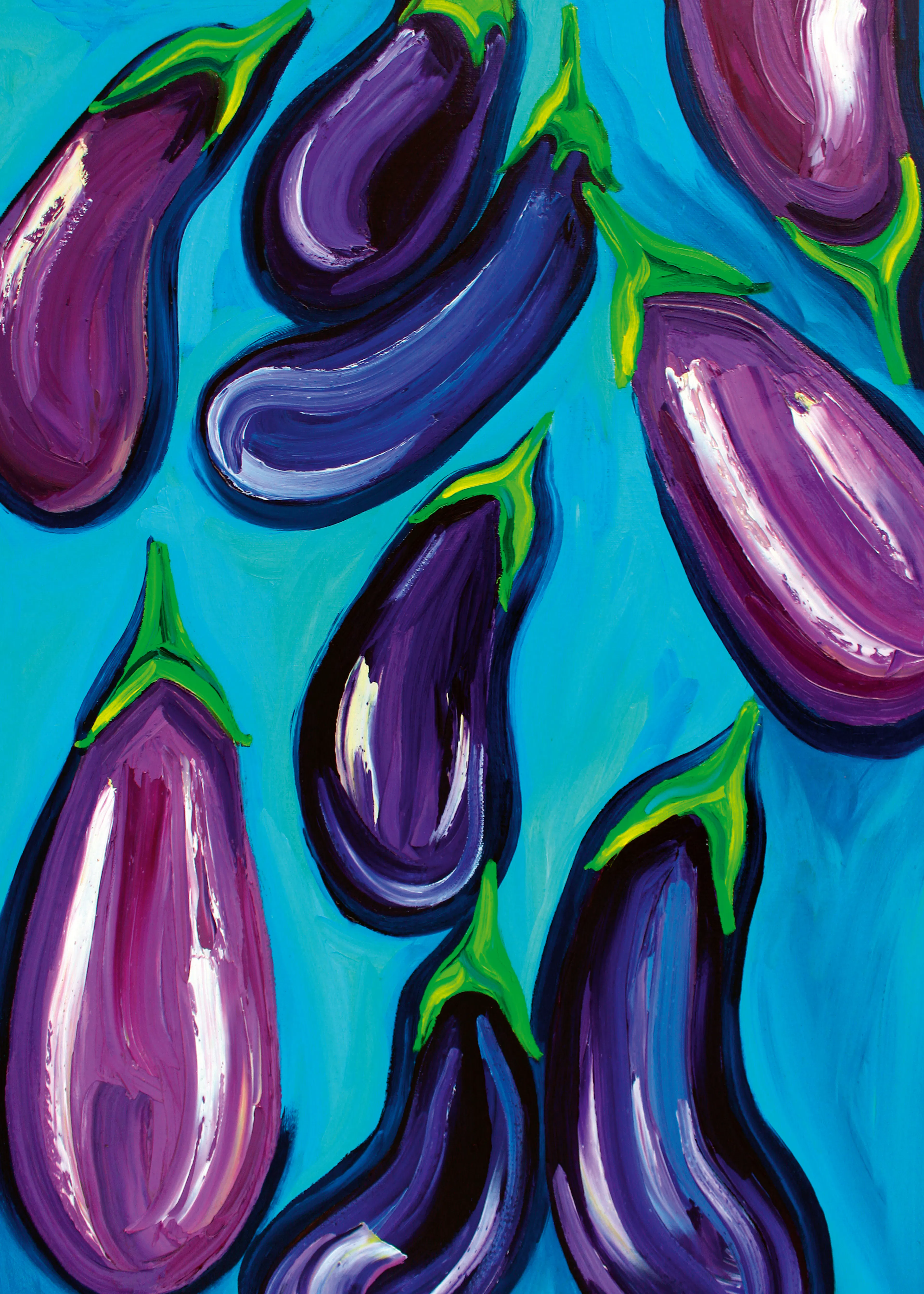 Blue Vibrant Eggplants Poster 0
