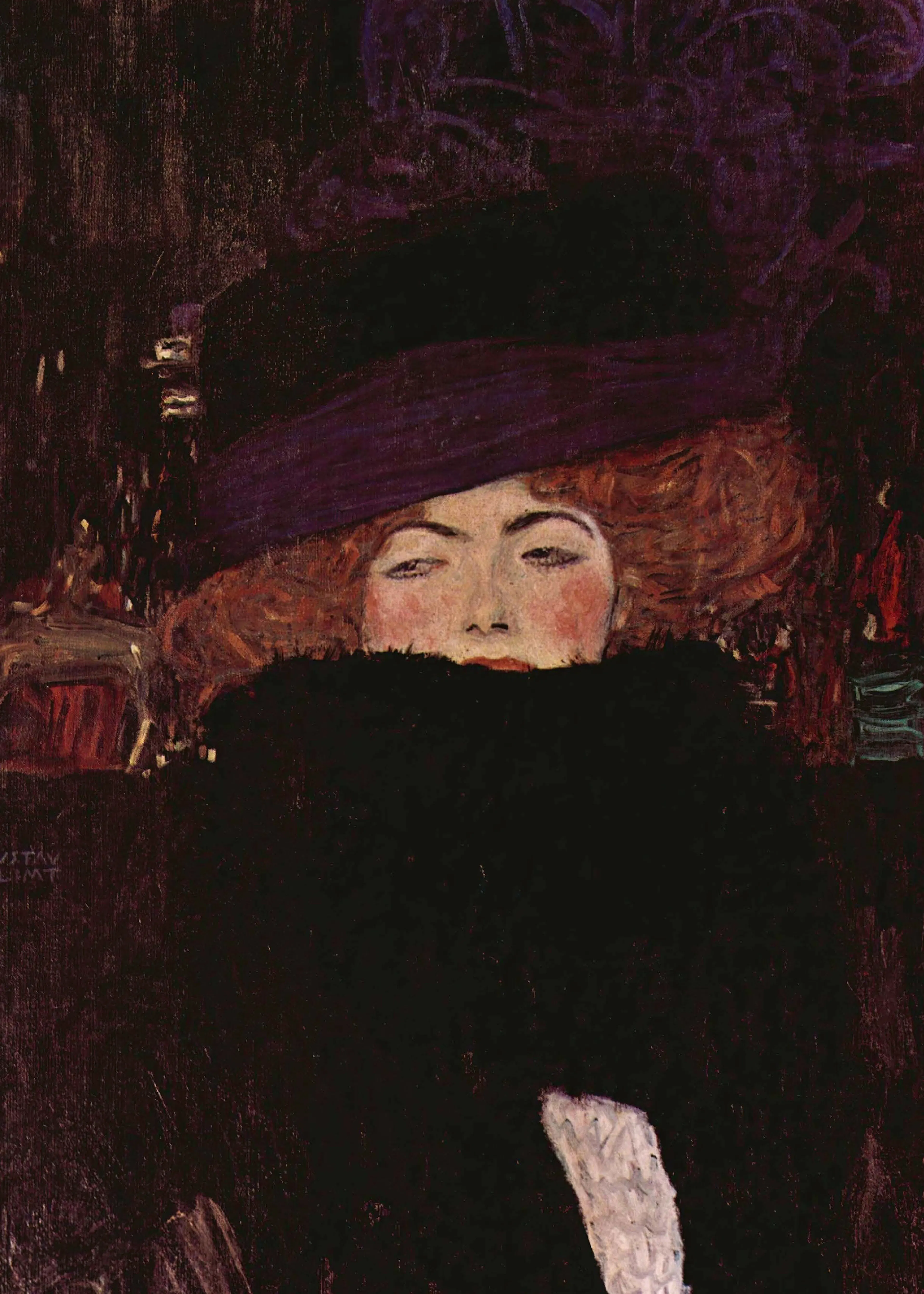 Gustav Klimt - Femme au Chapeau et Boa de Plumes Poster 0