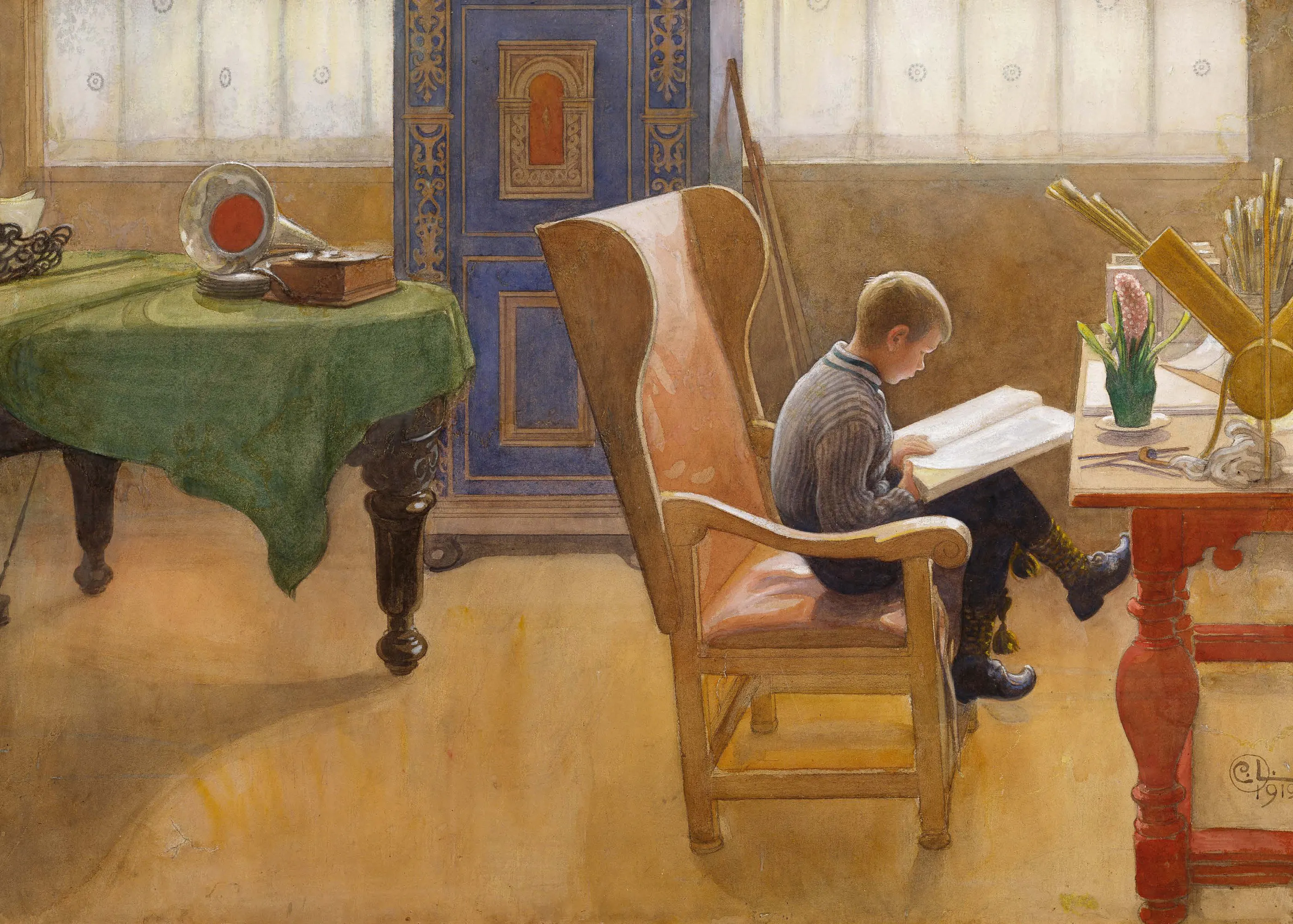 Carl Larsson - Esbjörn ved Studiehjørnet Plakat 0