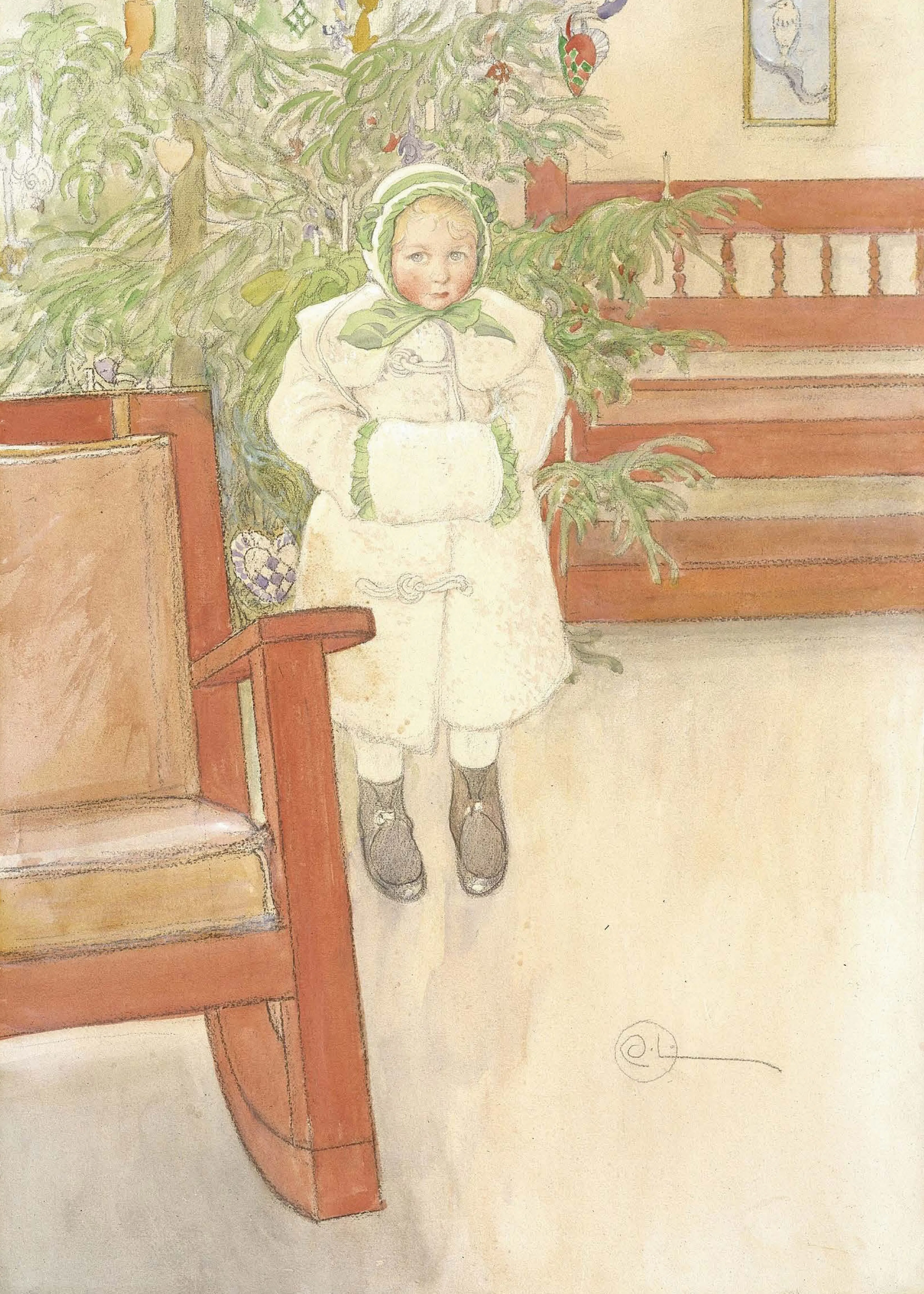 Carl Larsson - Girl and rocking chair Poster 0