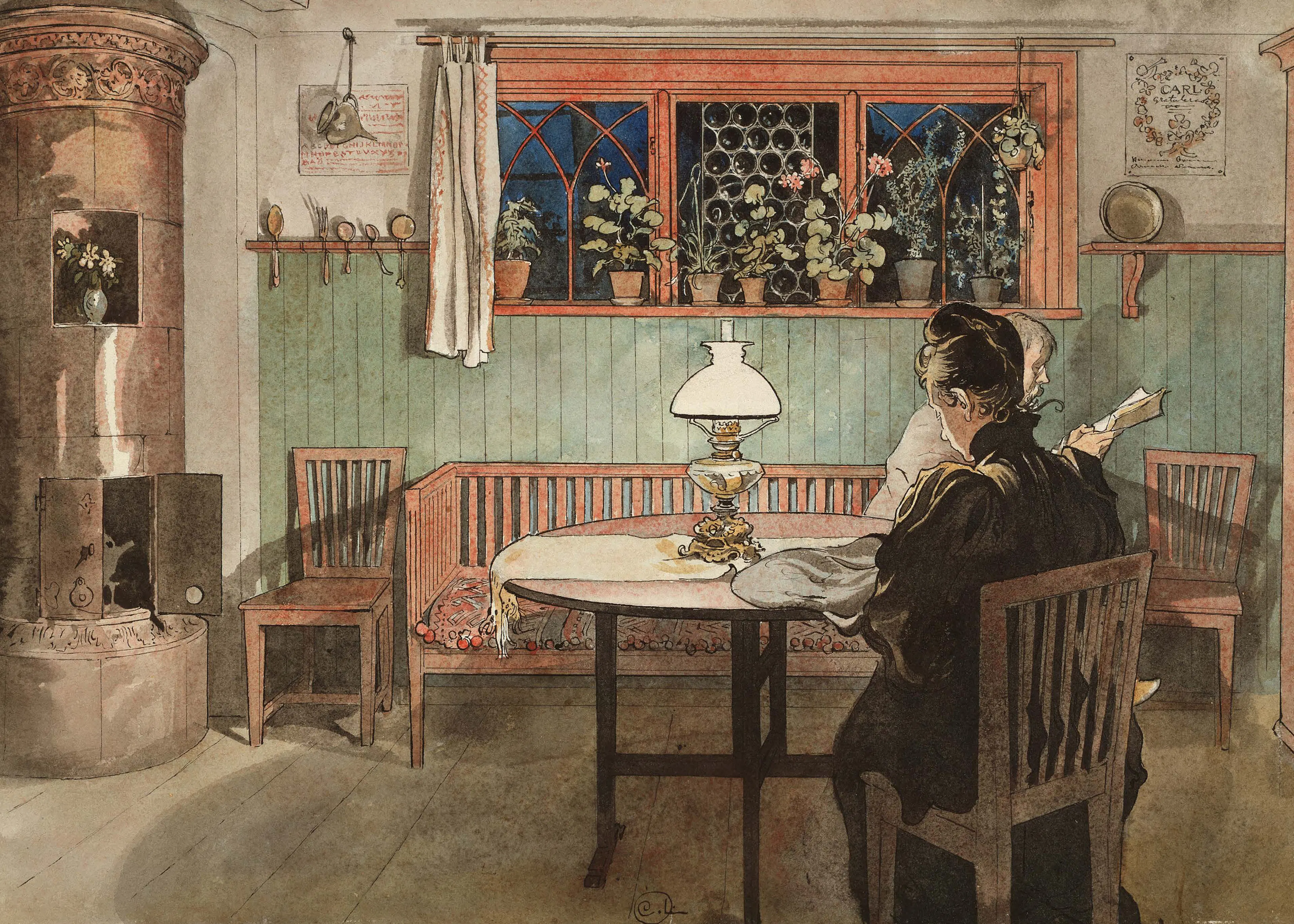 Carl Larsson - When the Children have Gone to Bed Poster 0