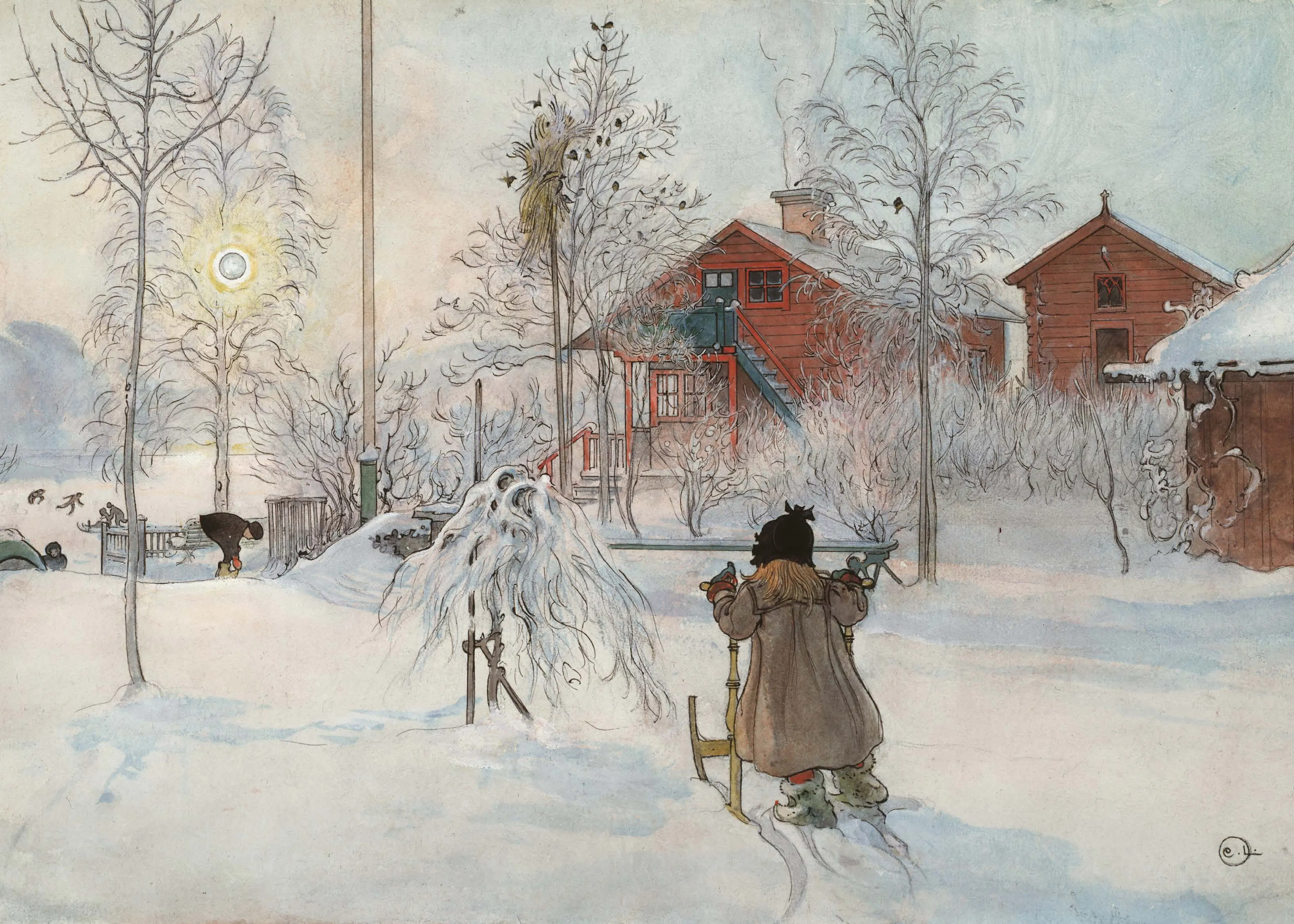 Carl Larsson - The Yard and Washhouse Poster 0