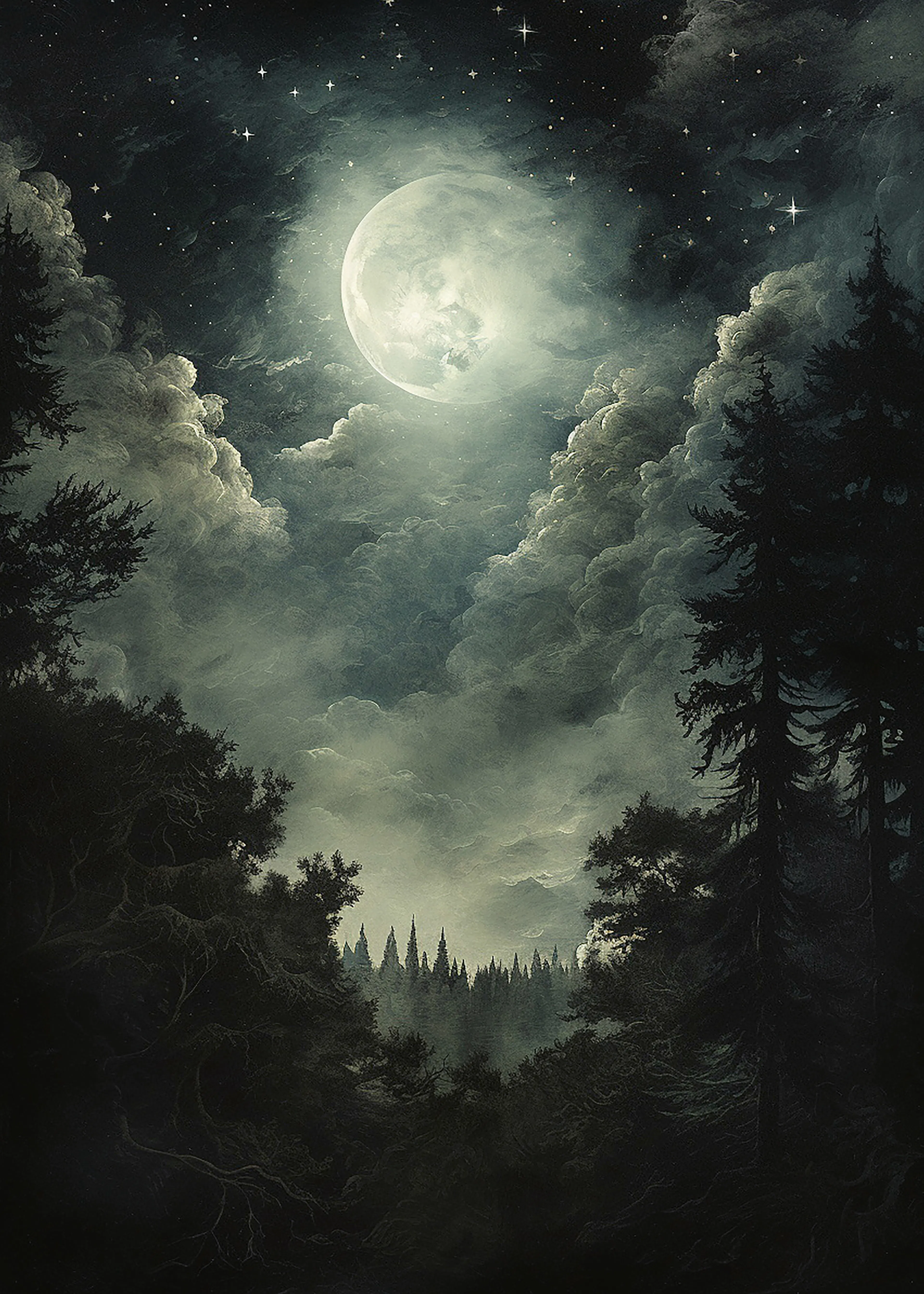 Olga Telnova - Moonlit Forest Poster 0