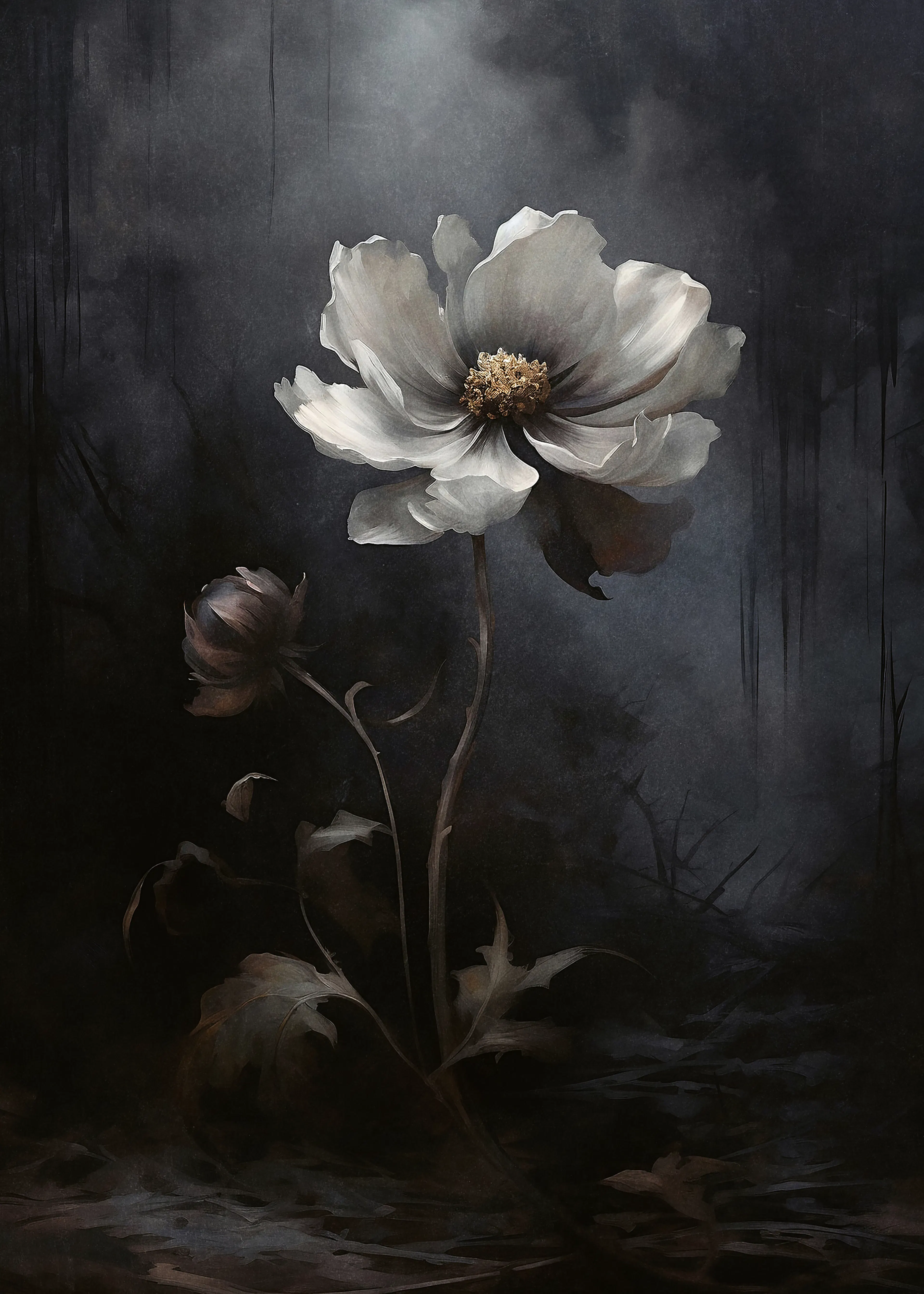 Olga Telnova - Gray Dark Bloom Poster 0