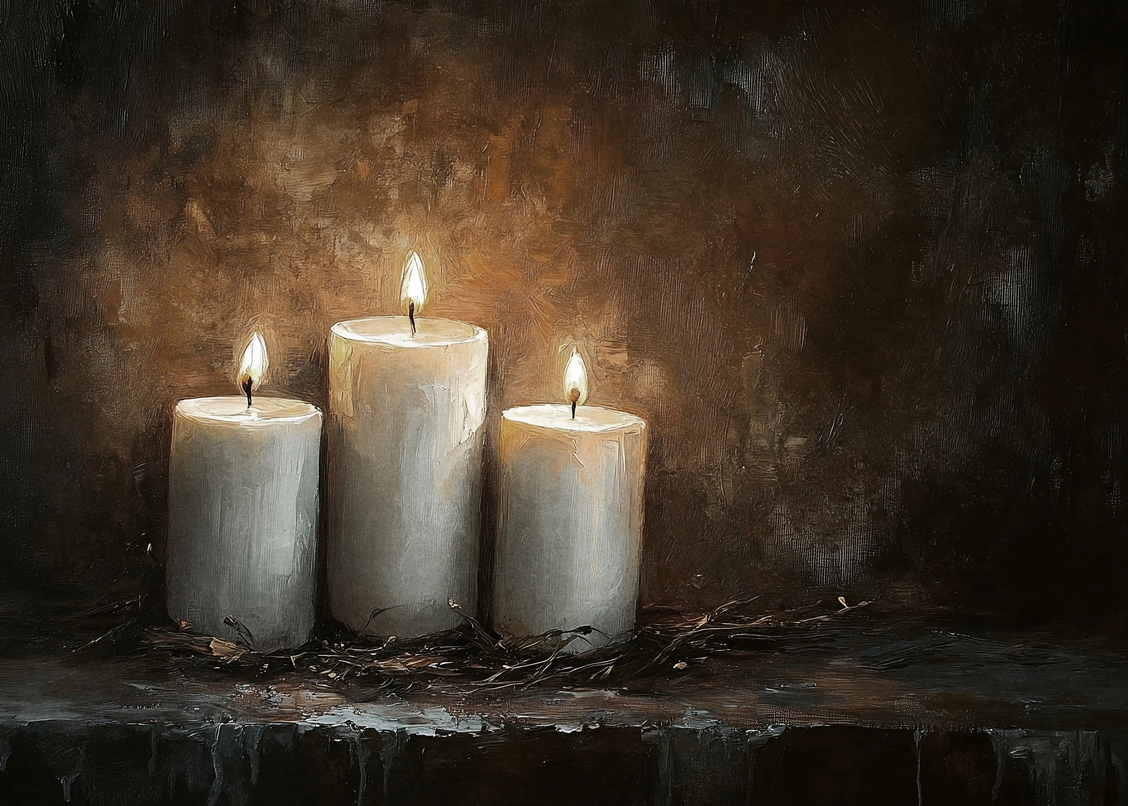 Olga Telnova - Three Glowing Candles Poster 0