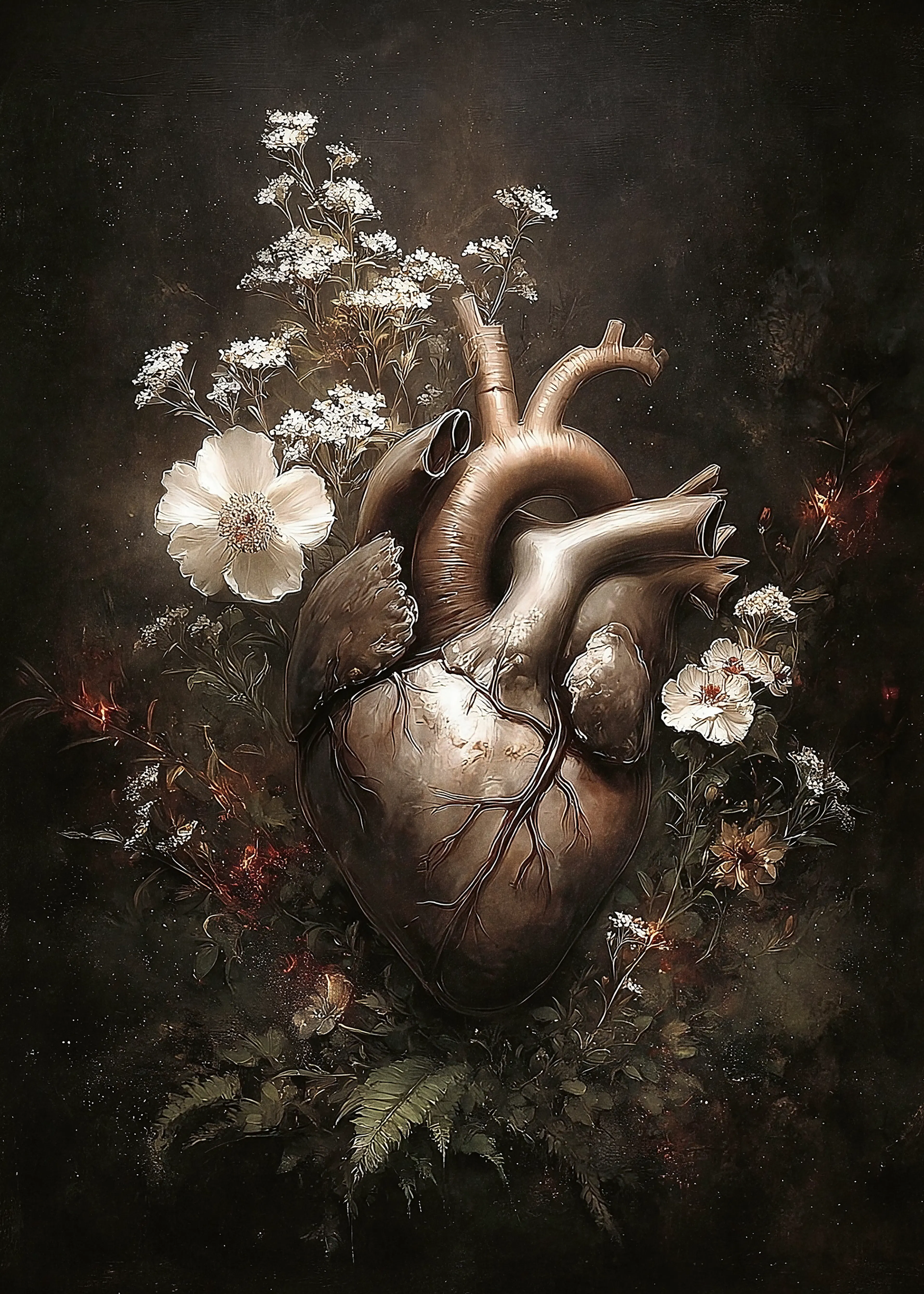Olga Telnova - Brown Heart Bloom Poster 0
