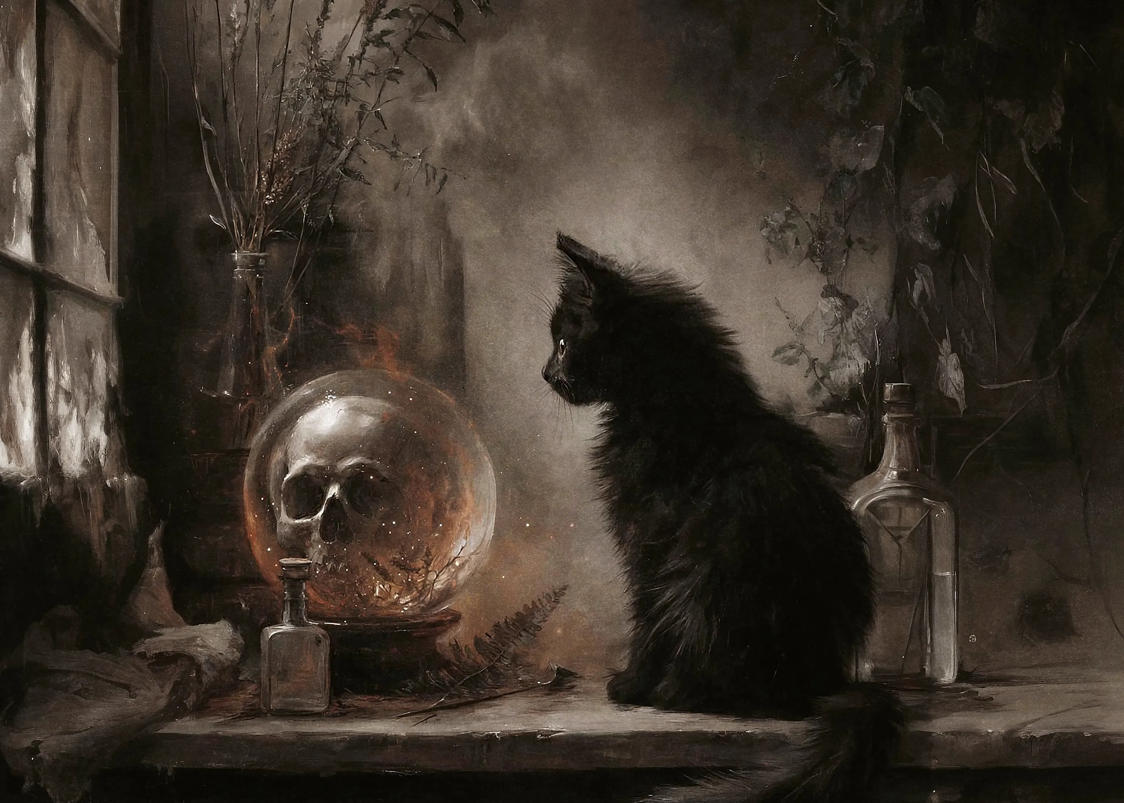 Olga Telnova - Donkere Mystieke Zwarte Kat Poster 0