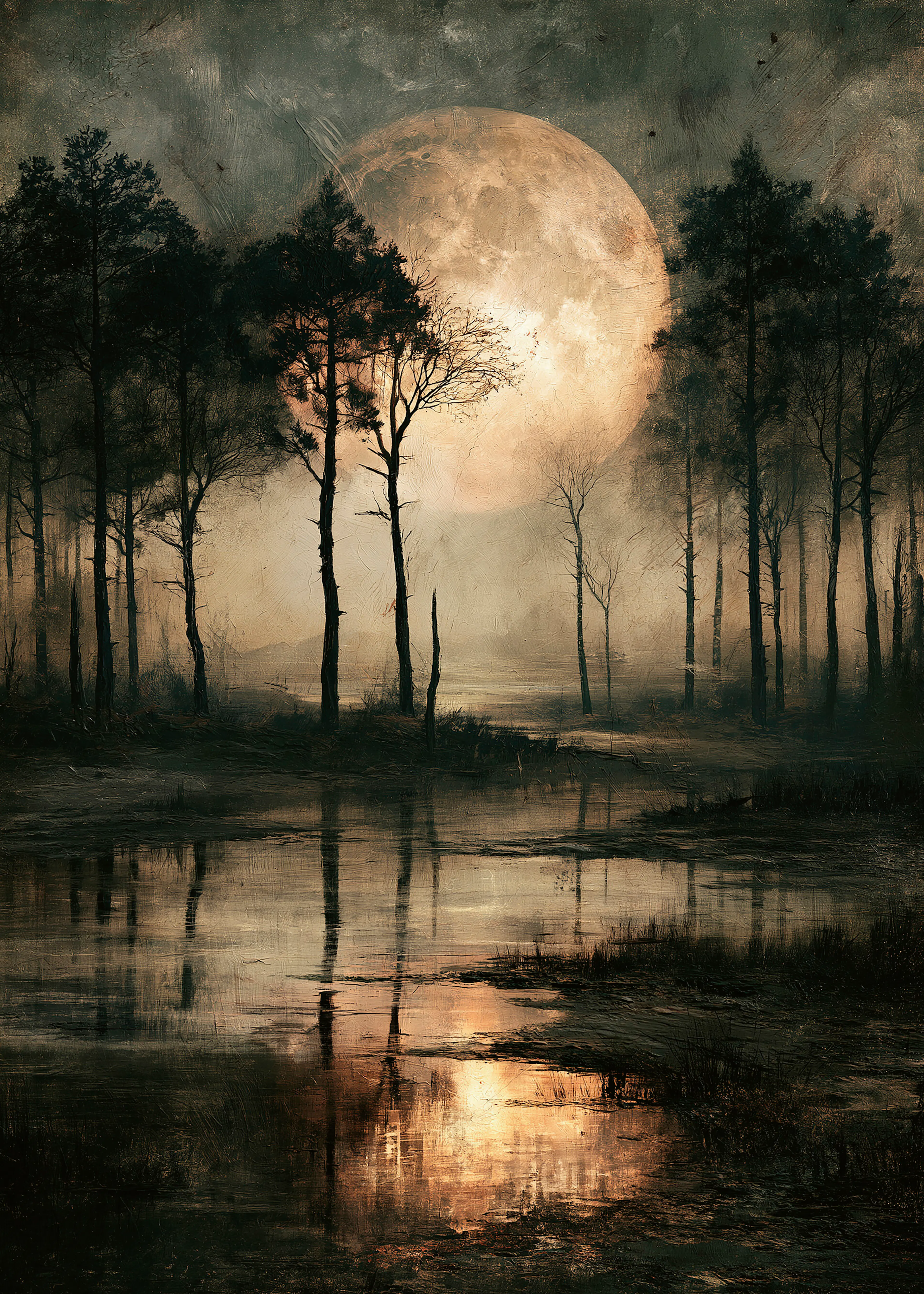 Olga Telnova - Dark Moonlit Forest Poster 0