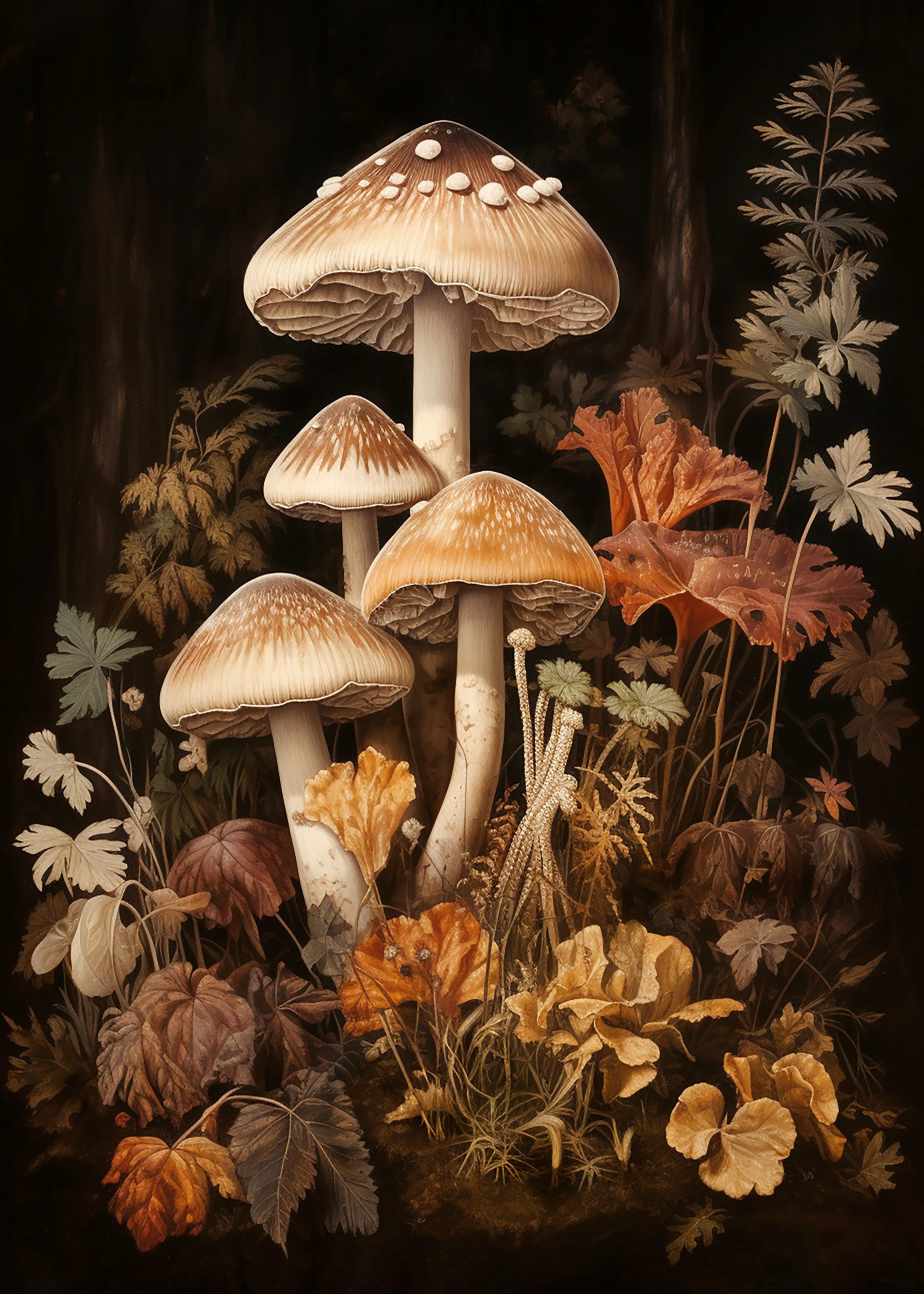 Olga Telnova - Bruine Mystieke Paddenstoelen Poster 0