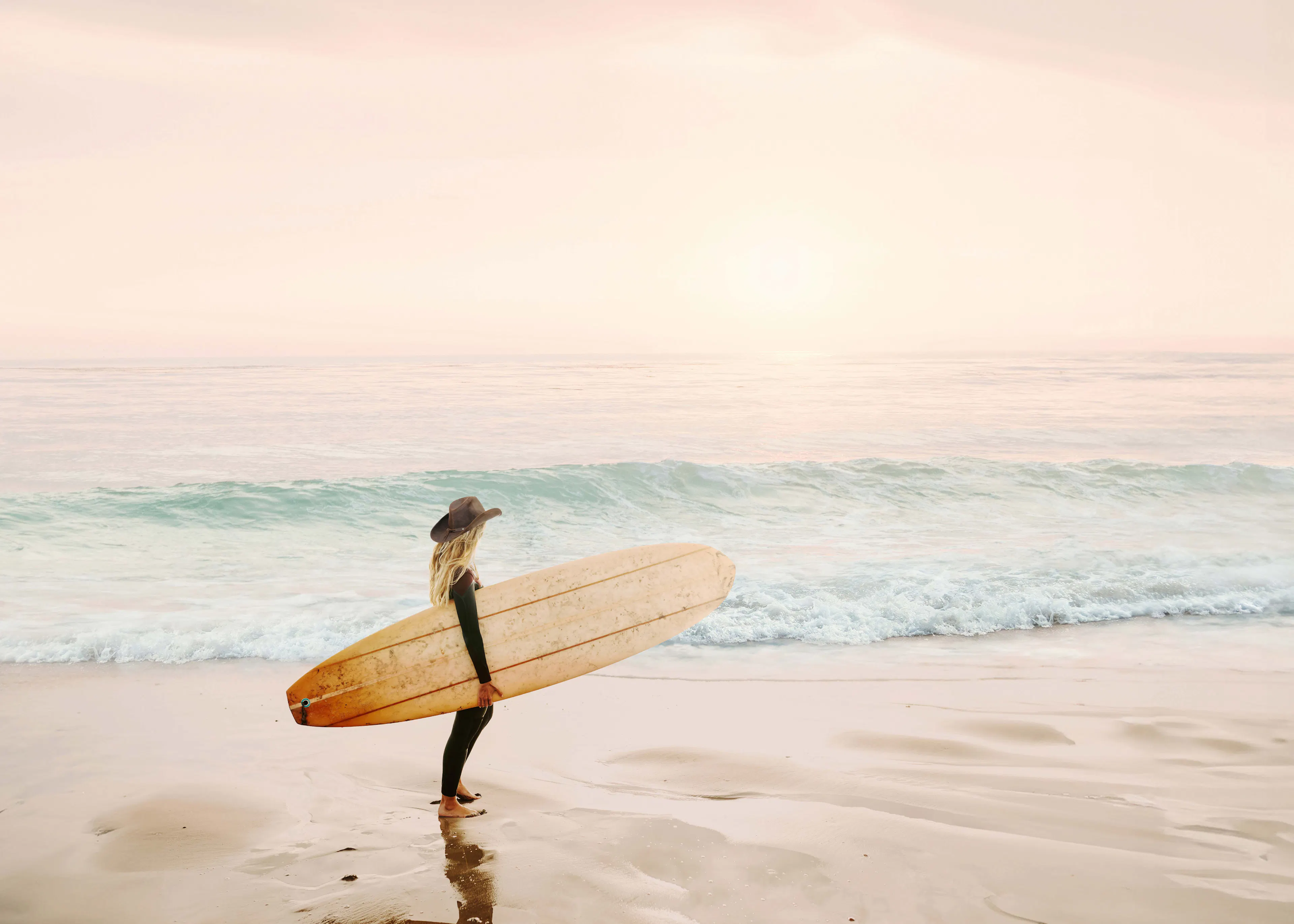 Beige Zonsondergang Surf Poster 0