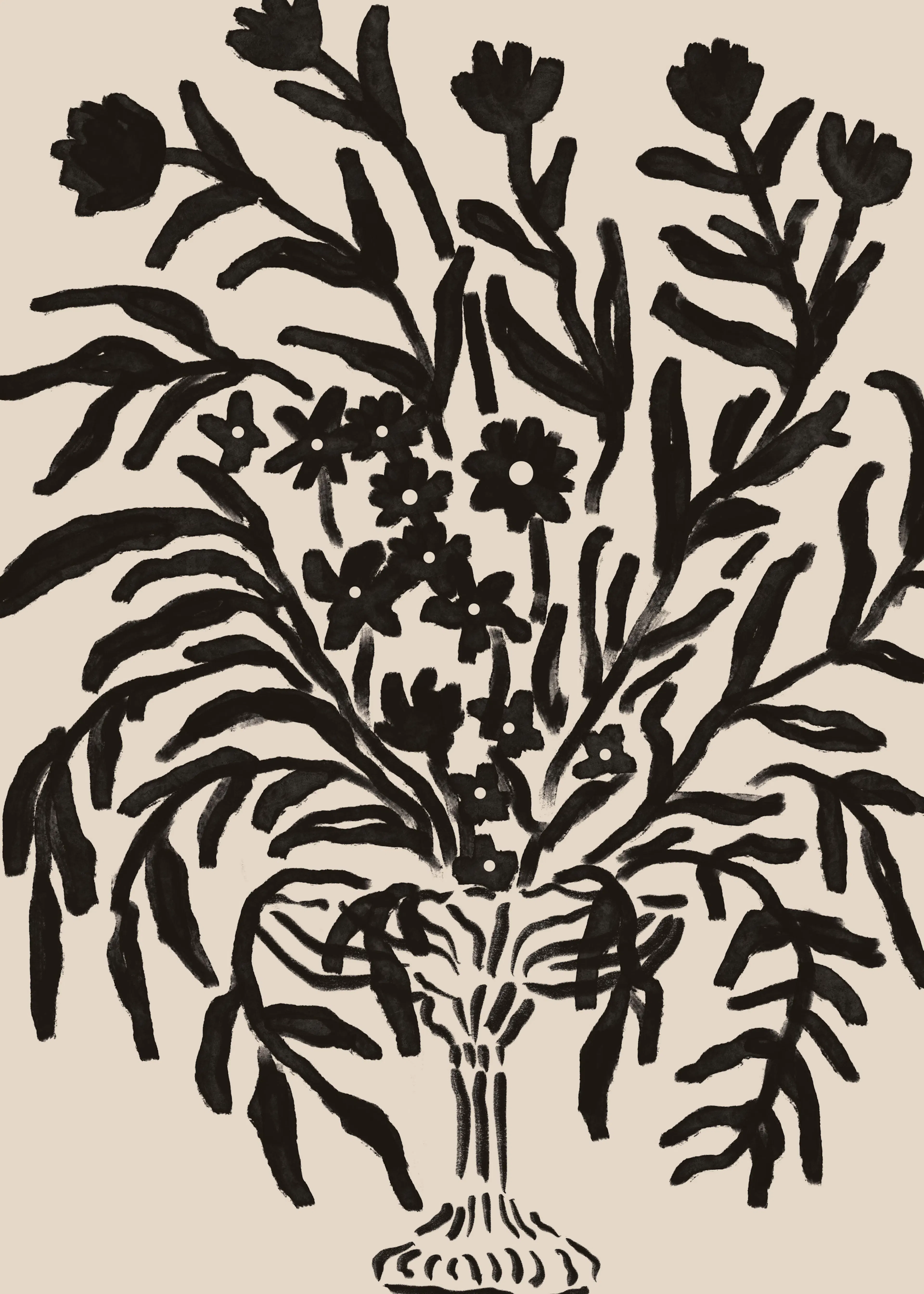 Schwarze Florale Silhouette Poster 0