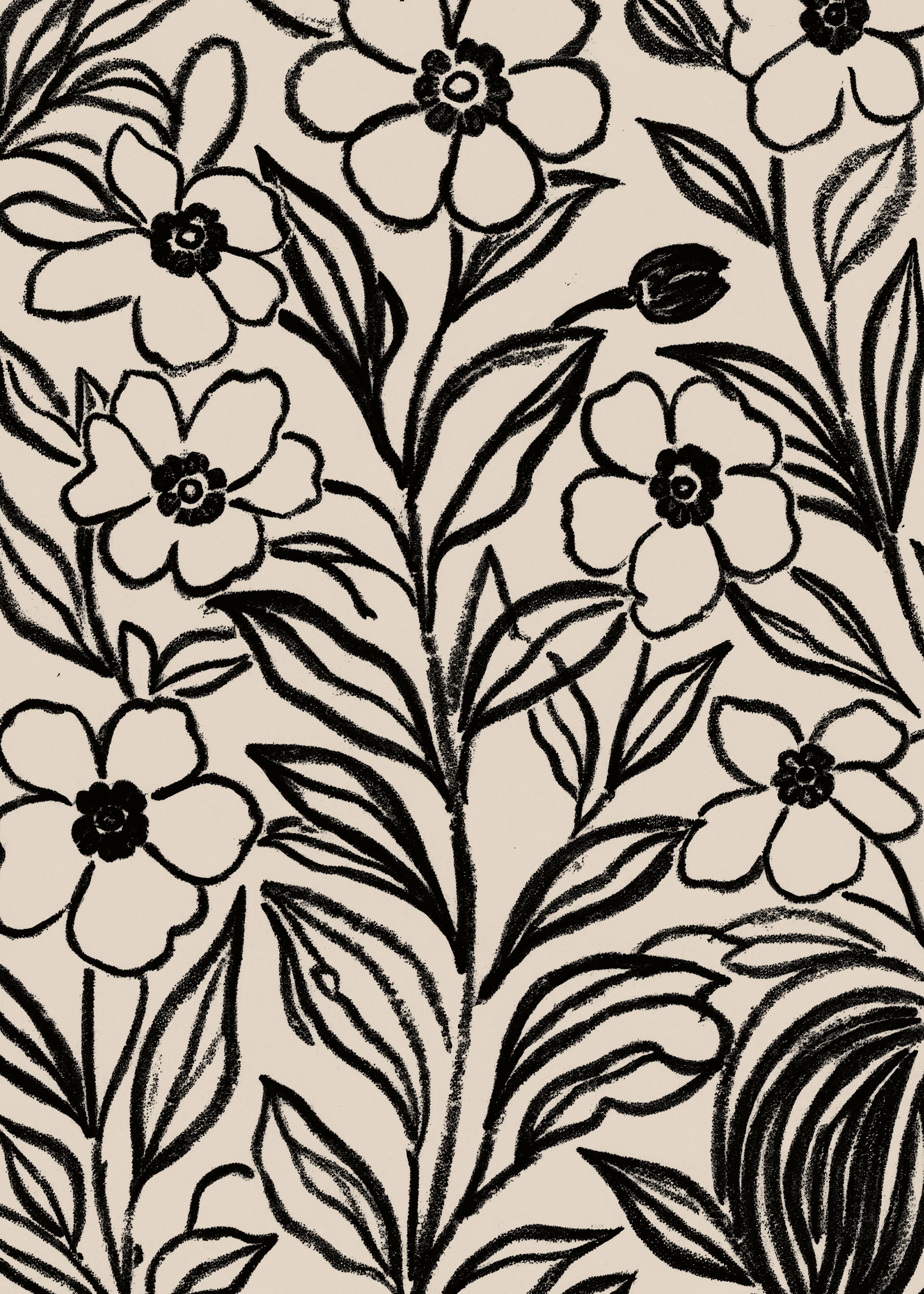 Charcoal Floral Elegance Poster 0