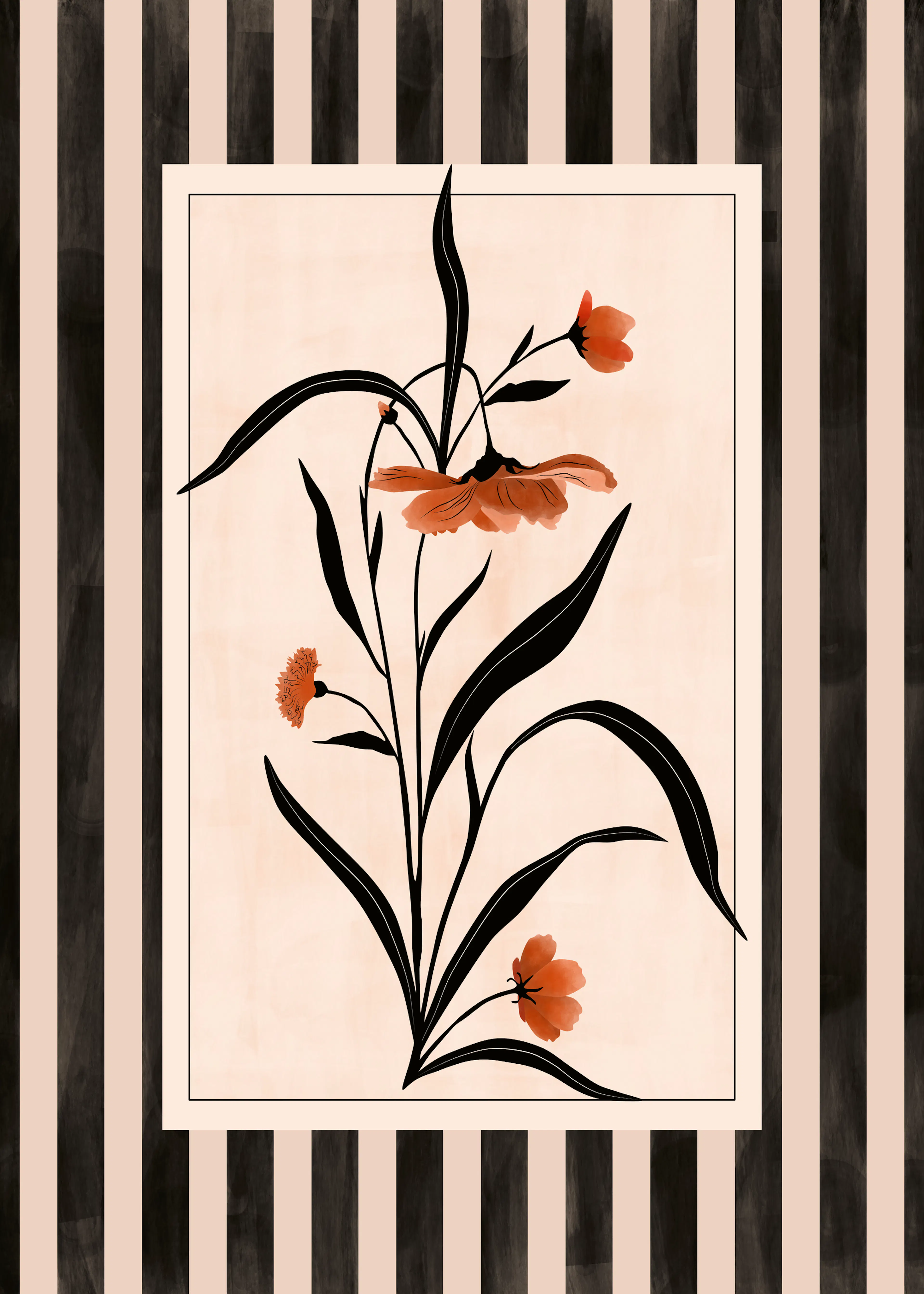 Peach Elegant Floral Poster 0