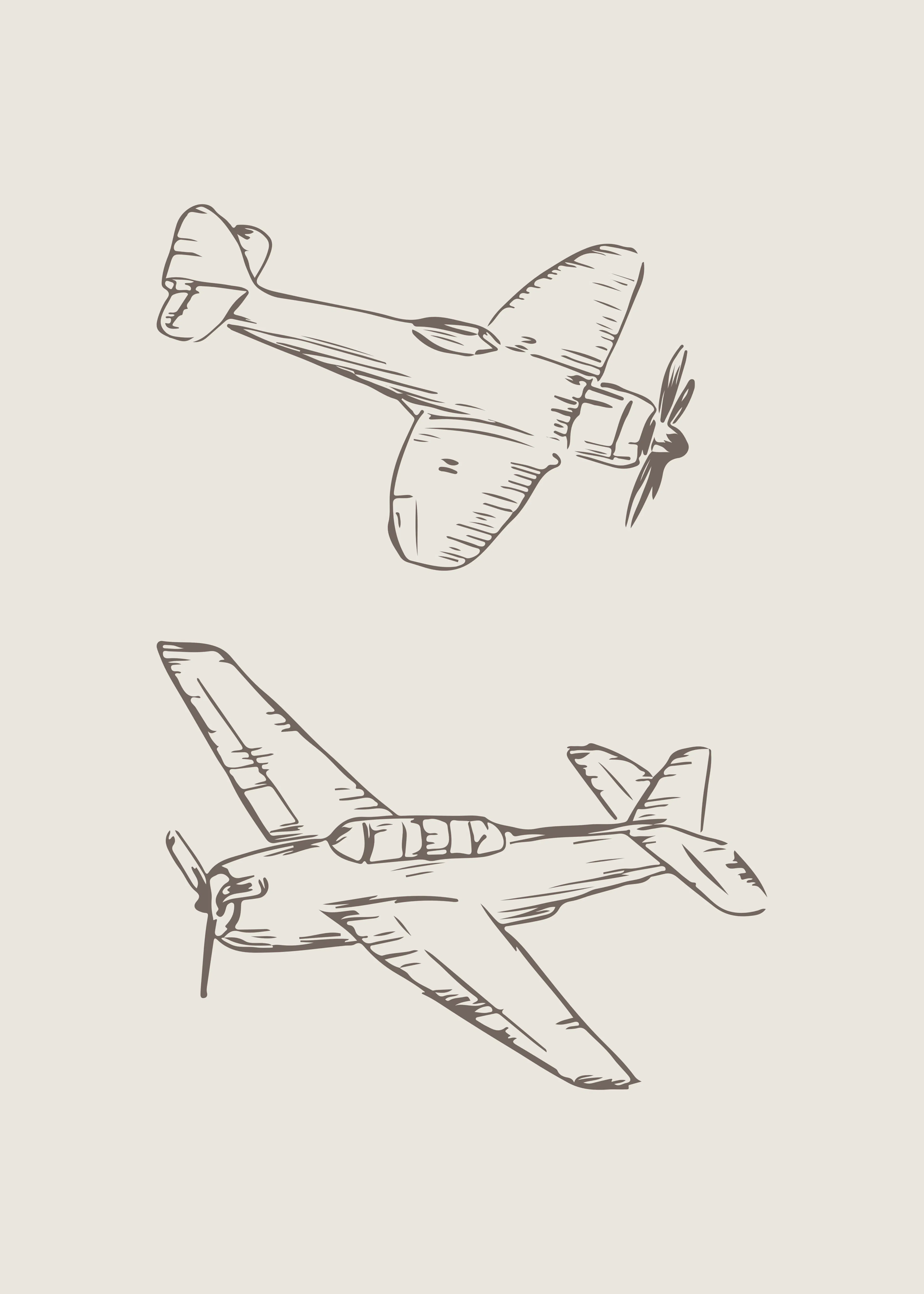 Beige Vintage Airplanes Poster 0