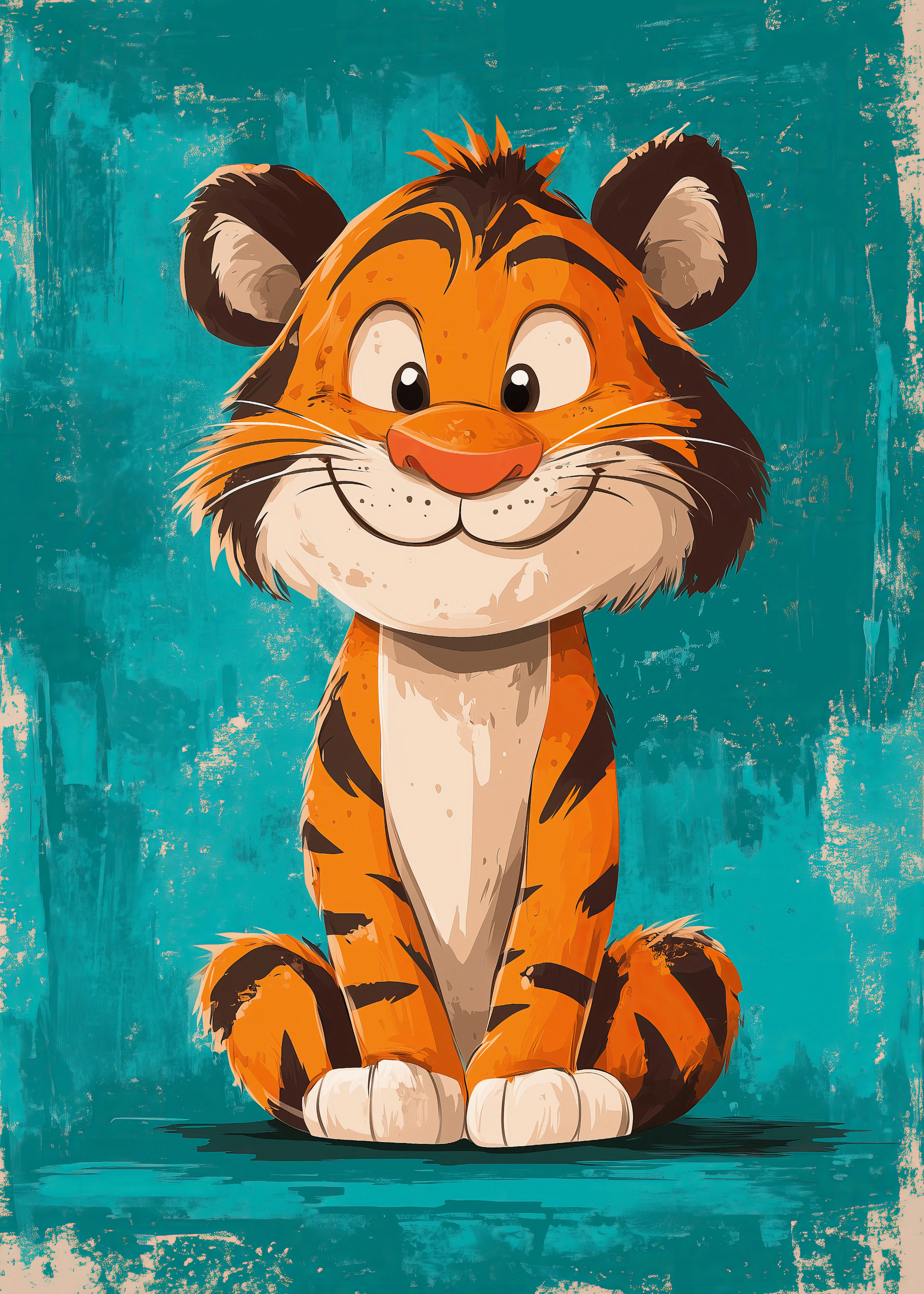 Oranje Vrolijke Tijger Poster 0