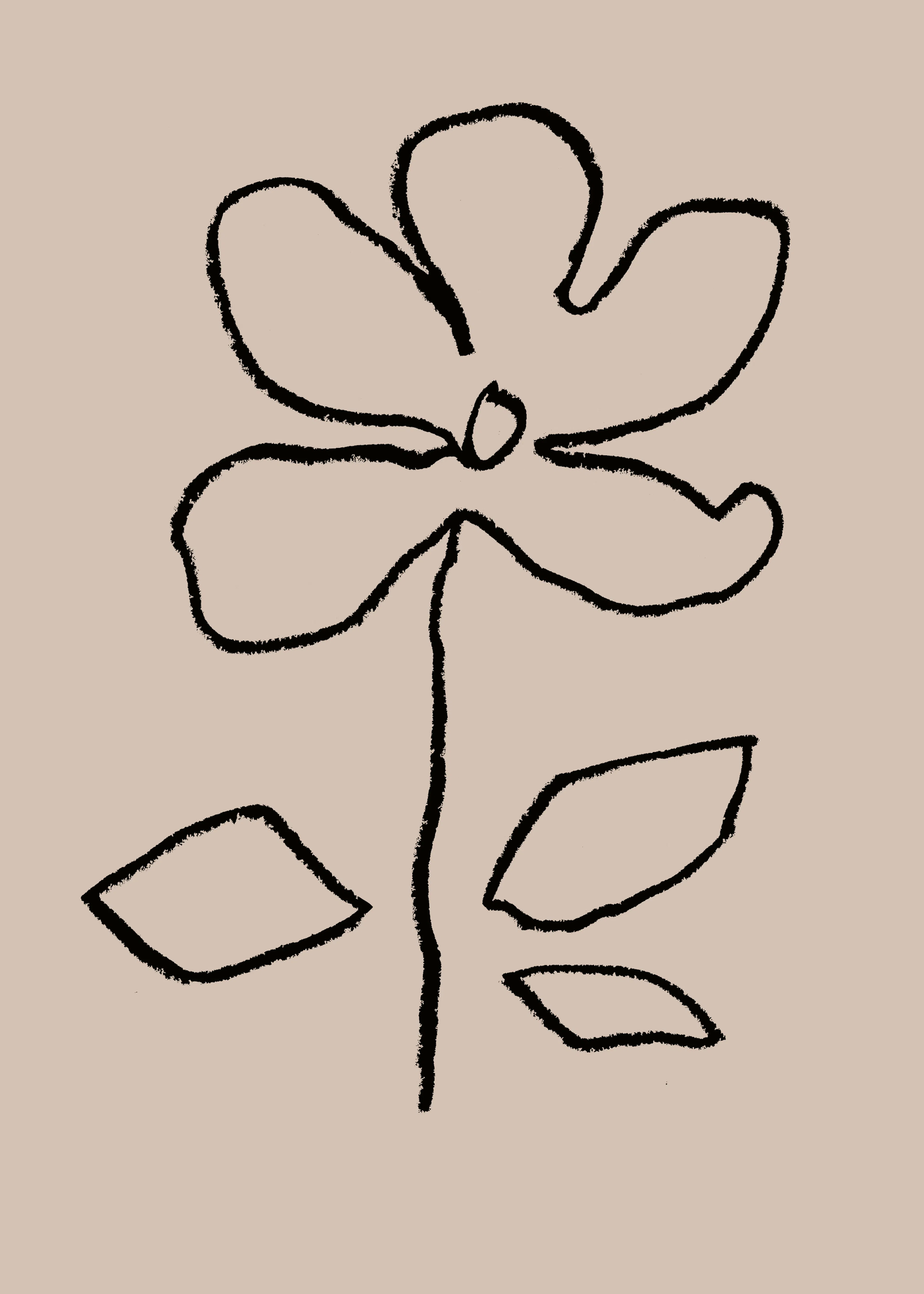 Beige Minimalistisches Blumen Poster 0