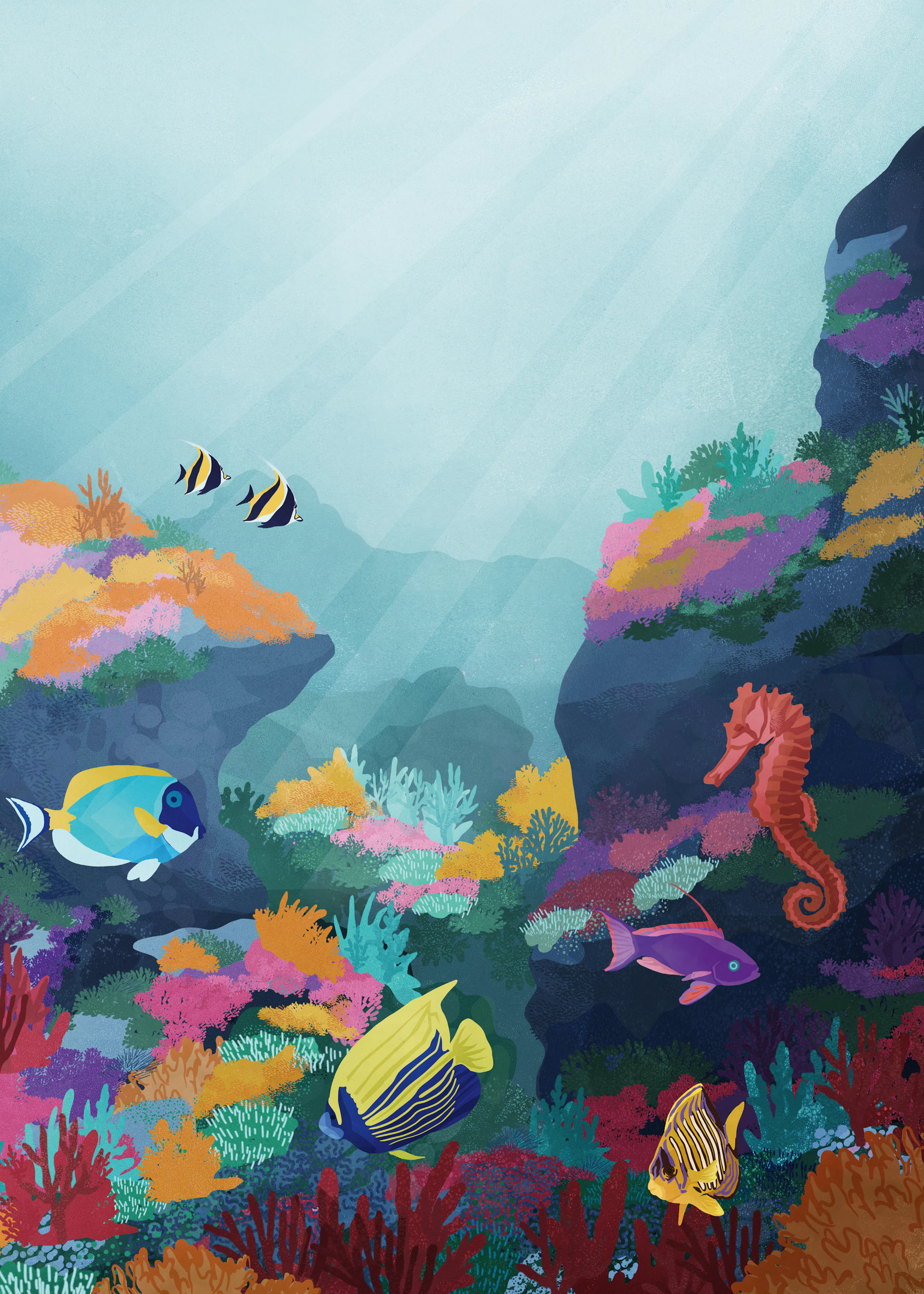 Blauwe Onderwaterparadijs Poster 0