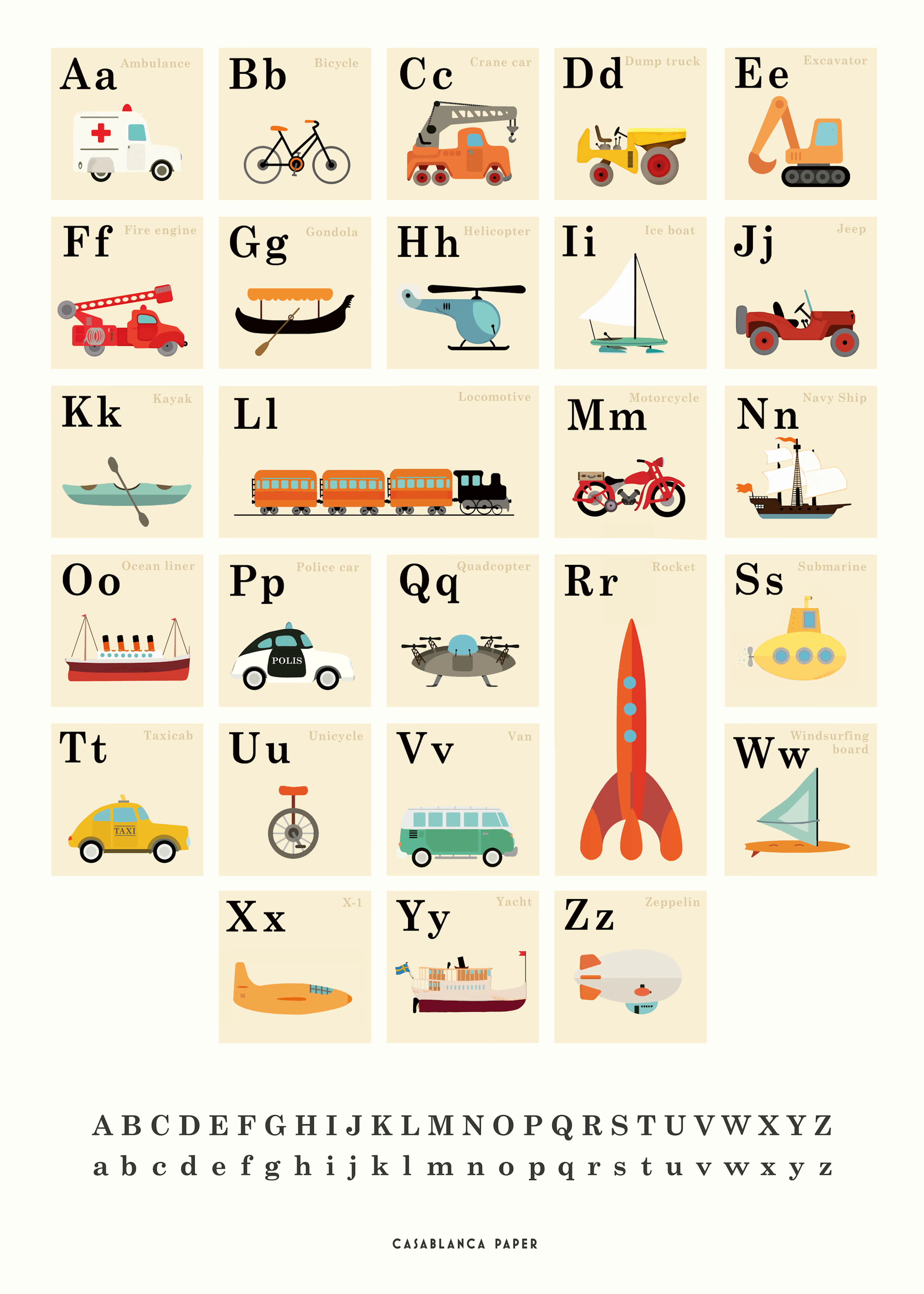 Gele Dieren Alfabet Poster 0