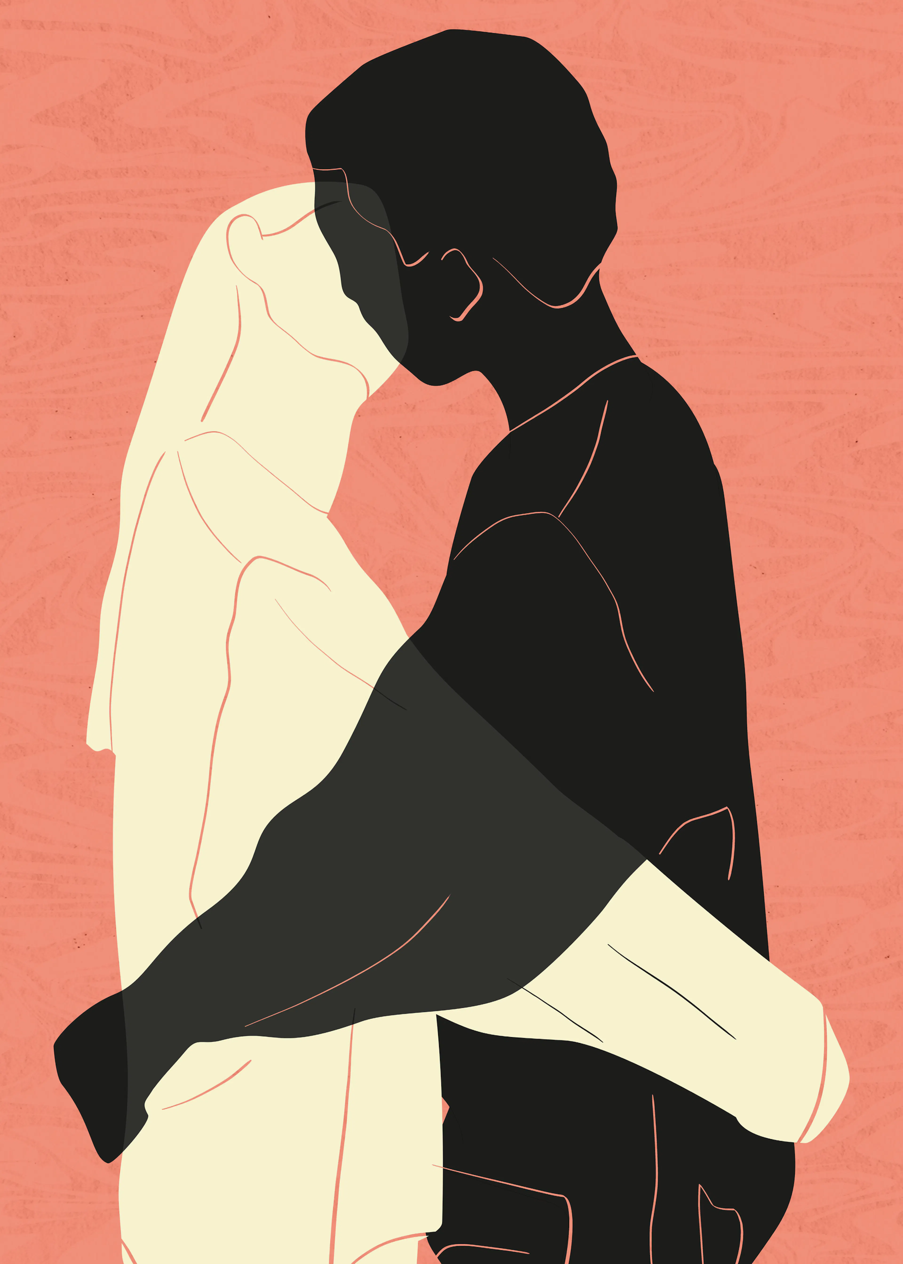 Peach Embrace Silhouette Poster 0