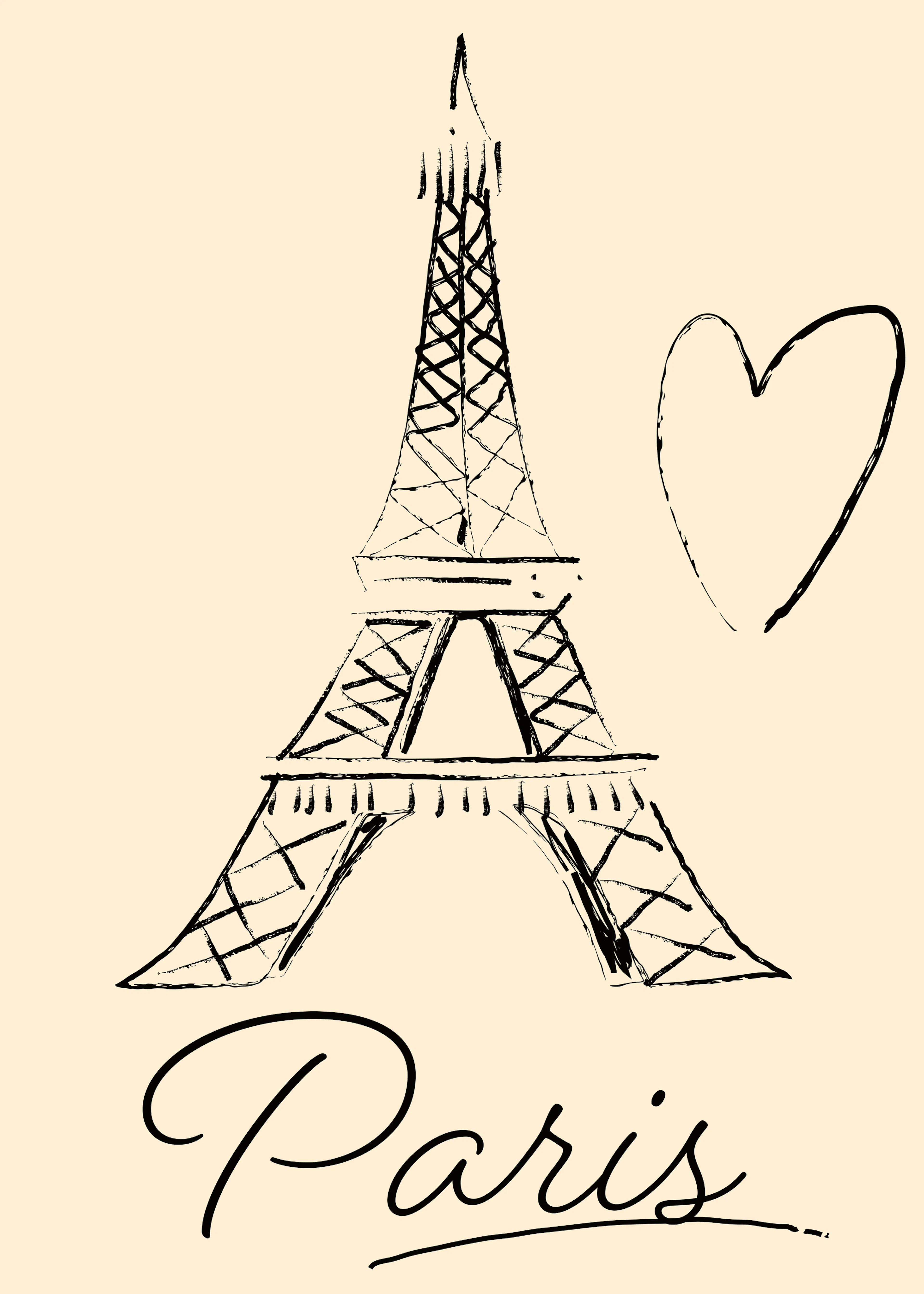 Light Beige Paris Romance Poster 0
