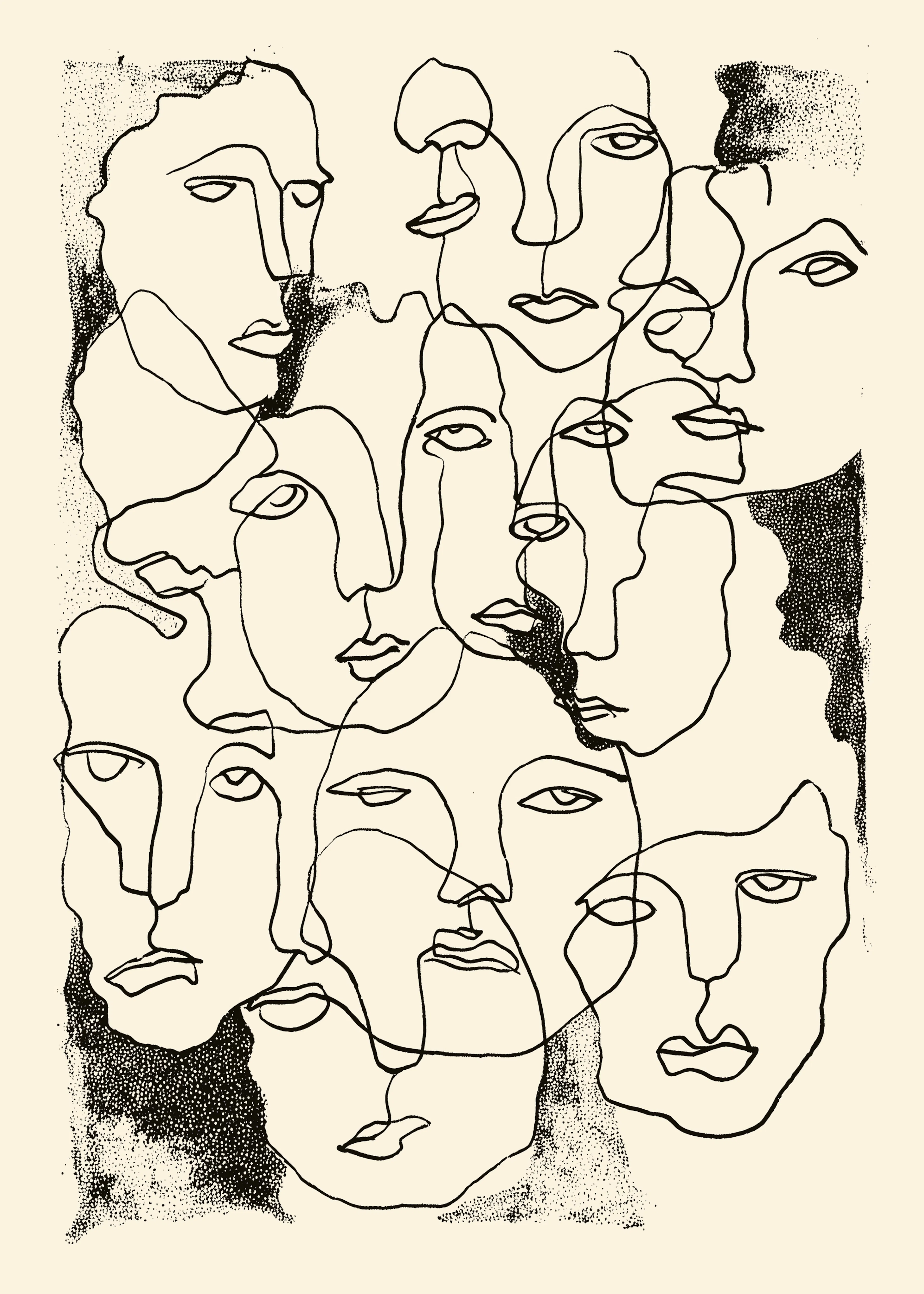 Ink Abstract Faces Poster 0