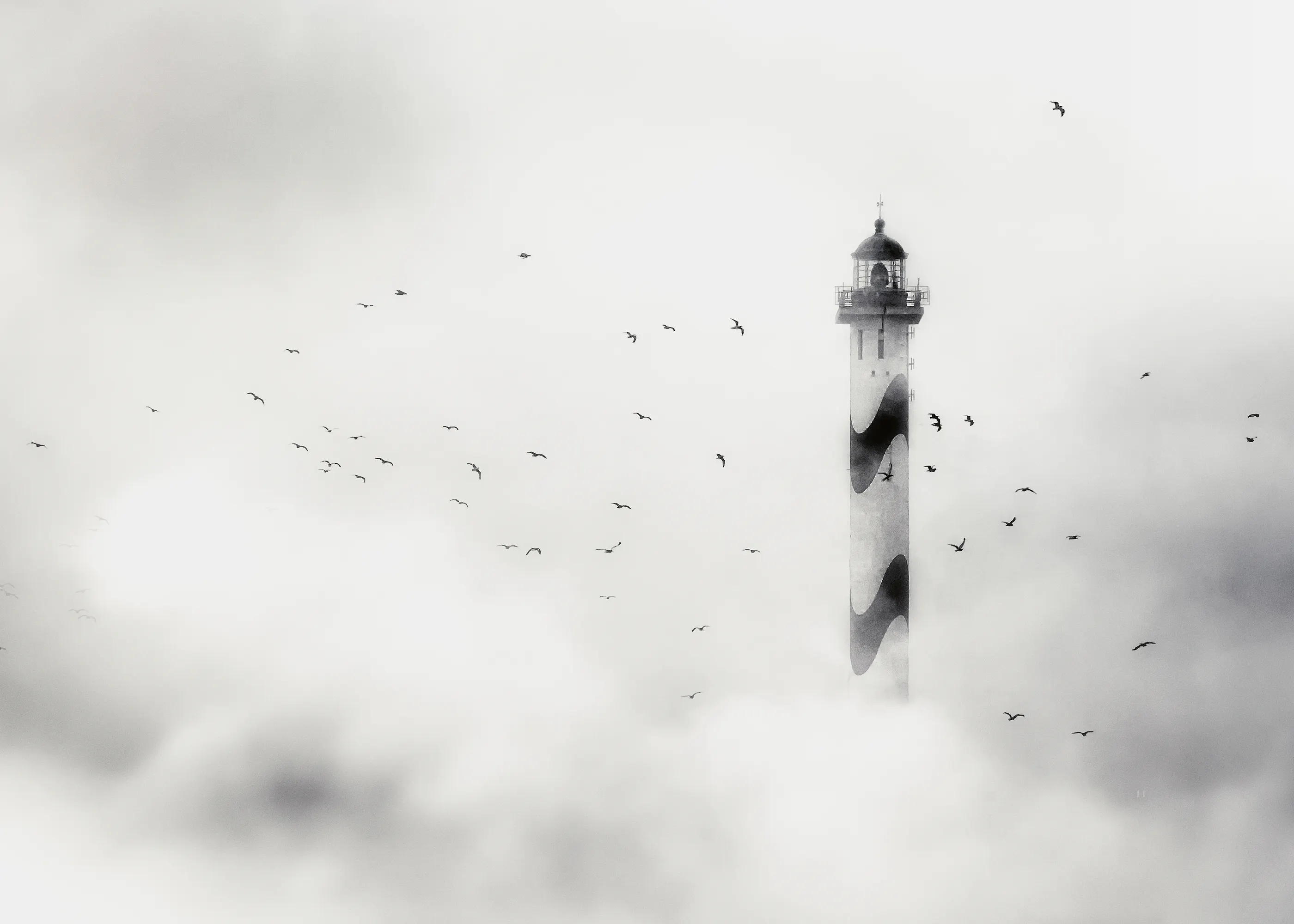 Misty Lighthouse Poster 0