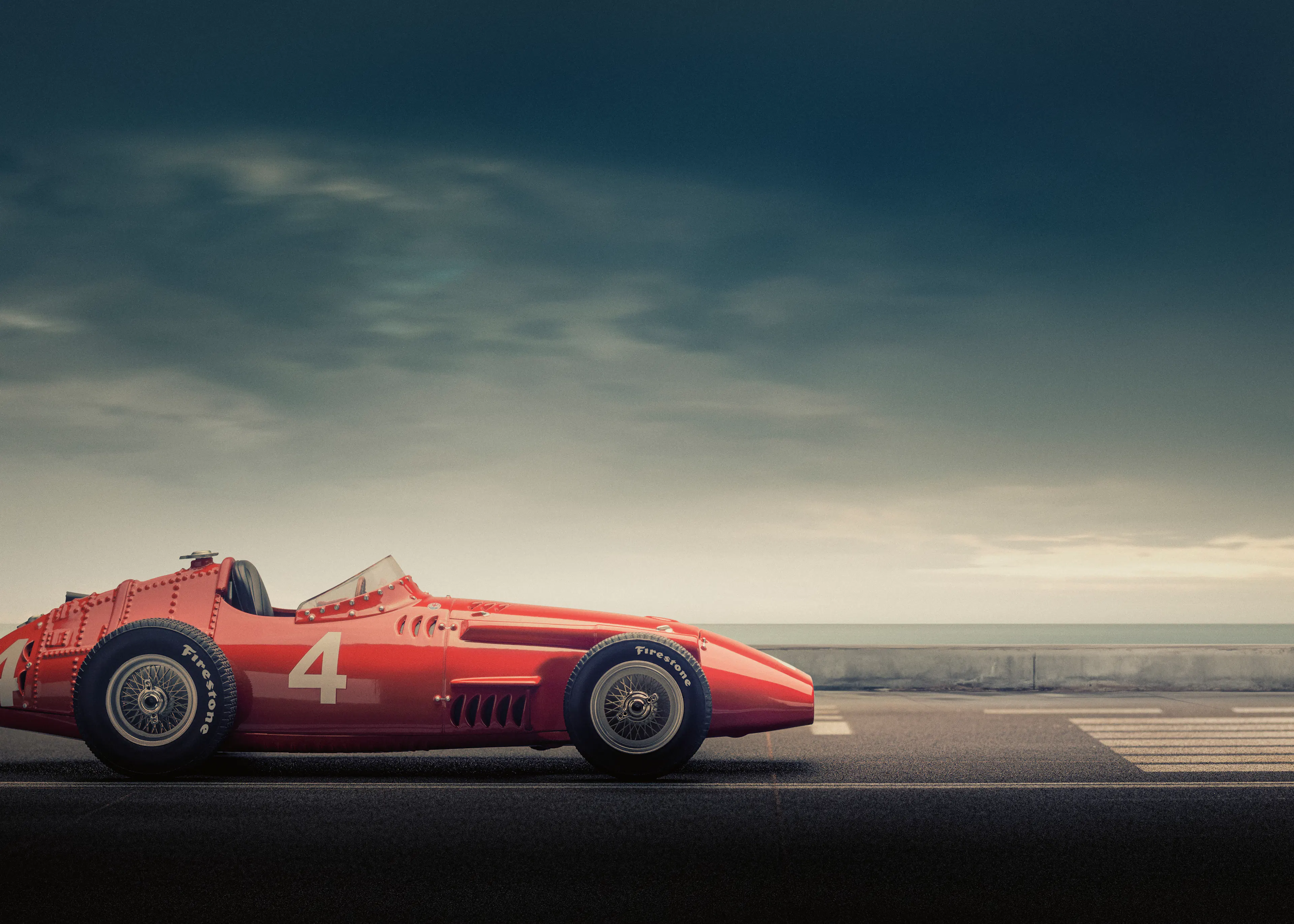 Rotes Vintage Rennauto Poster 0