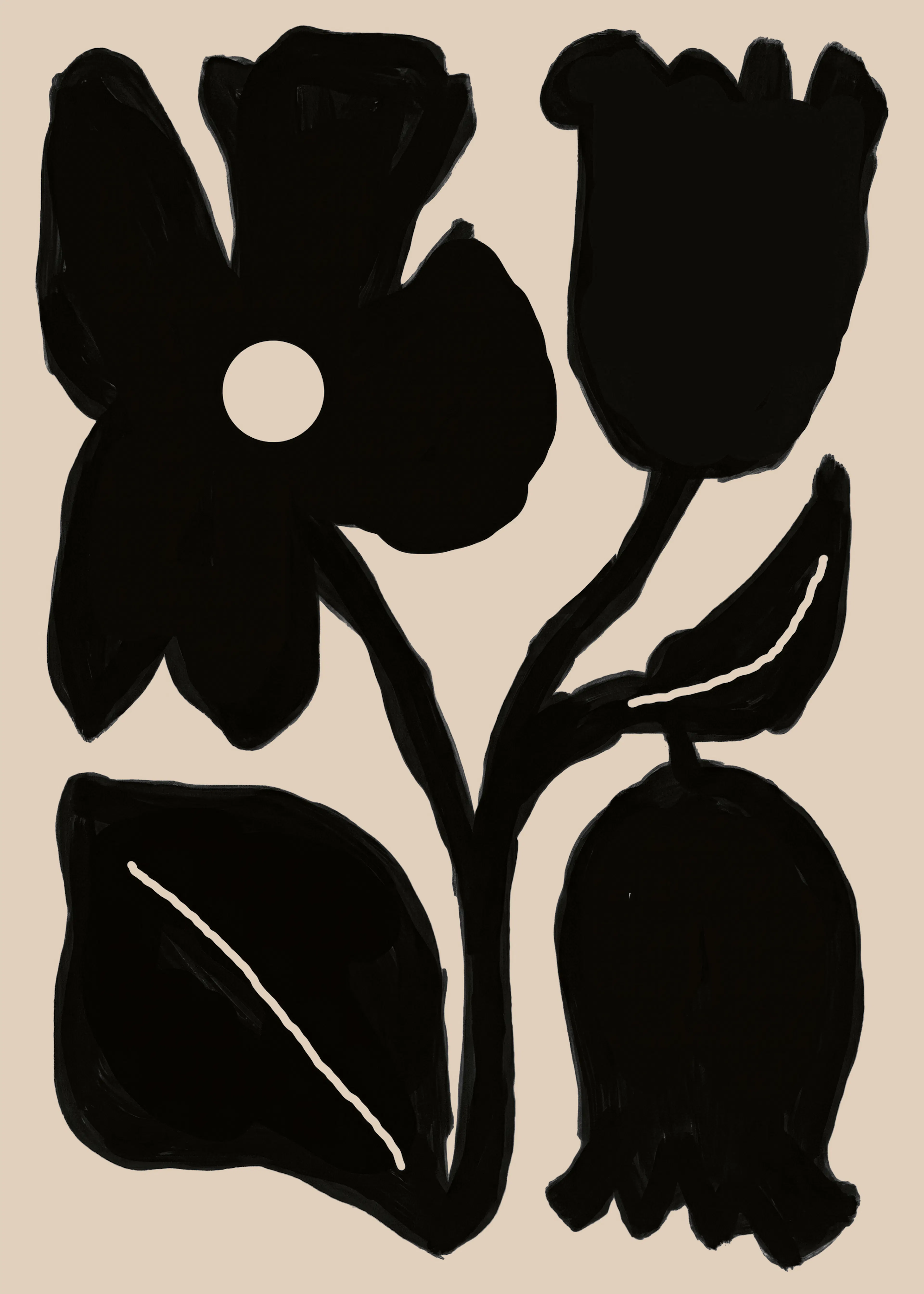 Black Bold Floral Poster 0