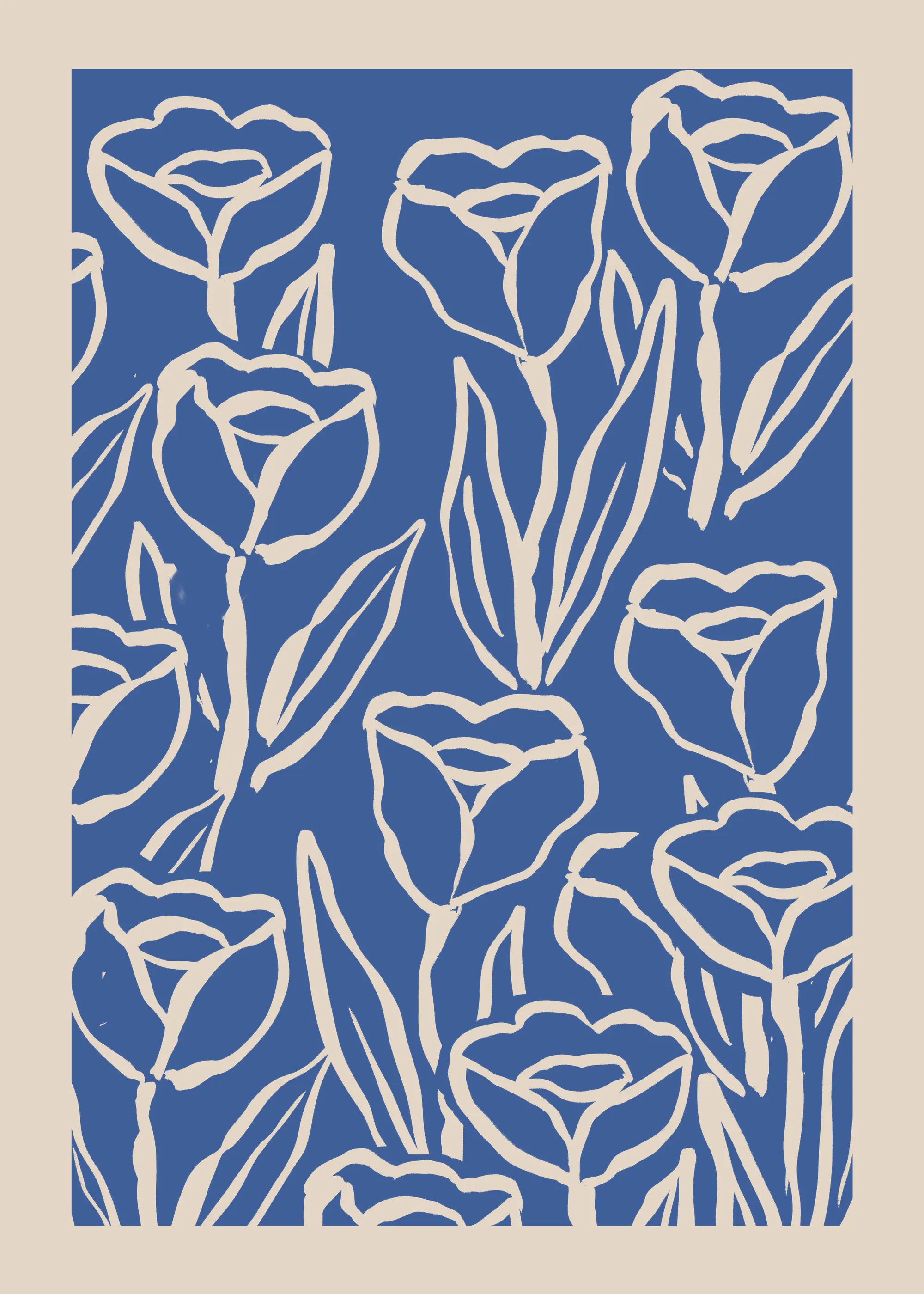 Indigo Elegant Blooms Poster 0