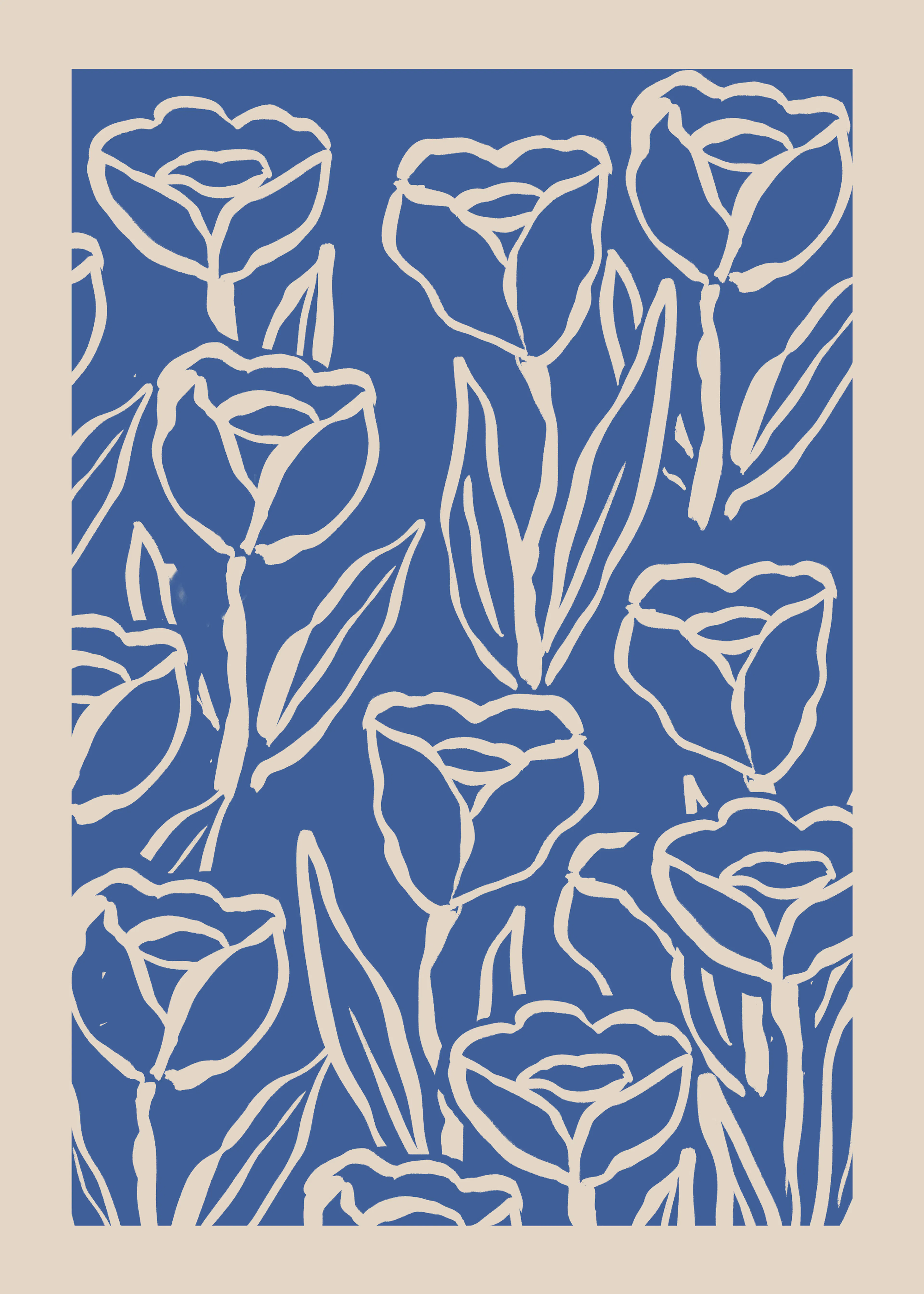 Indigo Elegant Blooms Poster 0