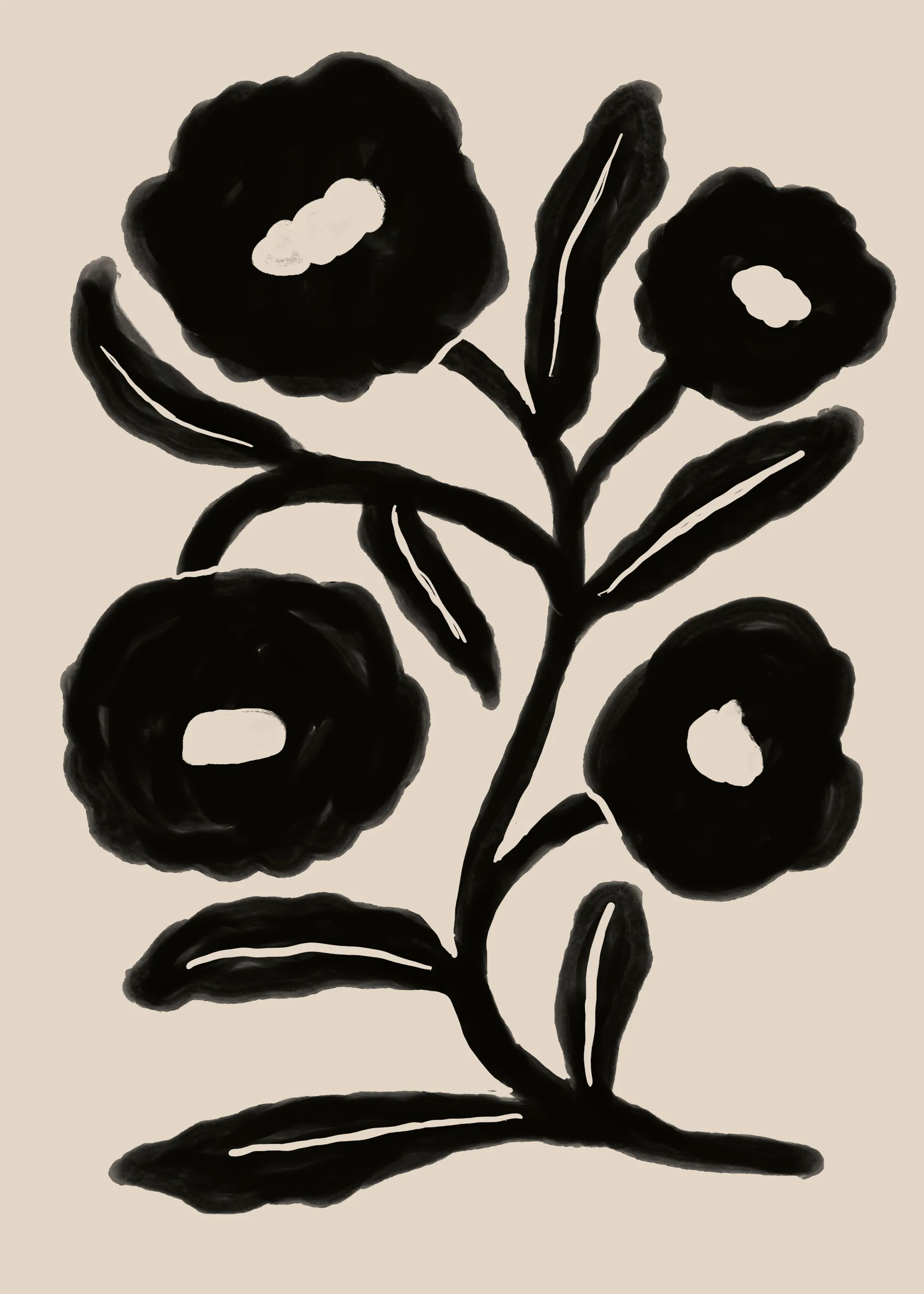 Charcoal Bold Floral Poster 0