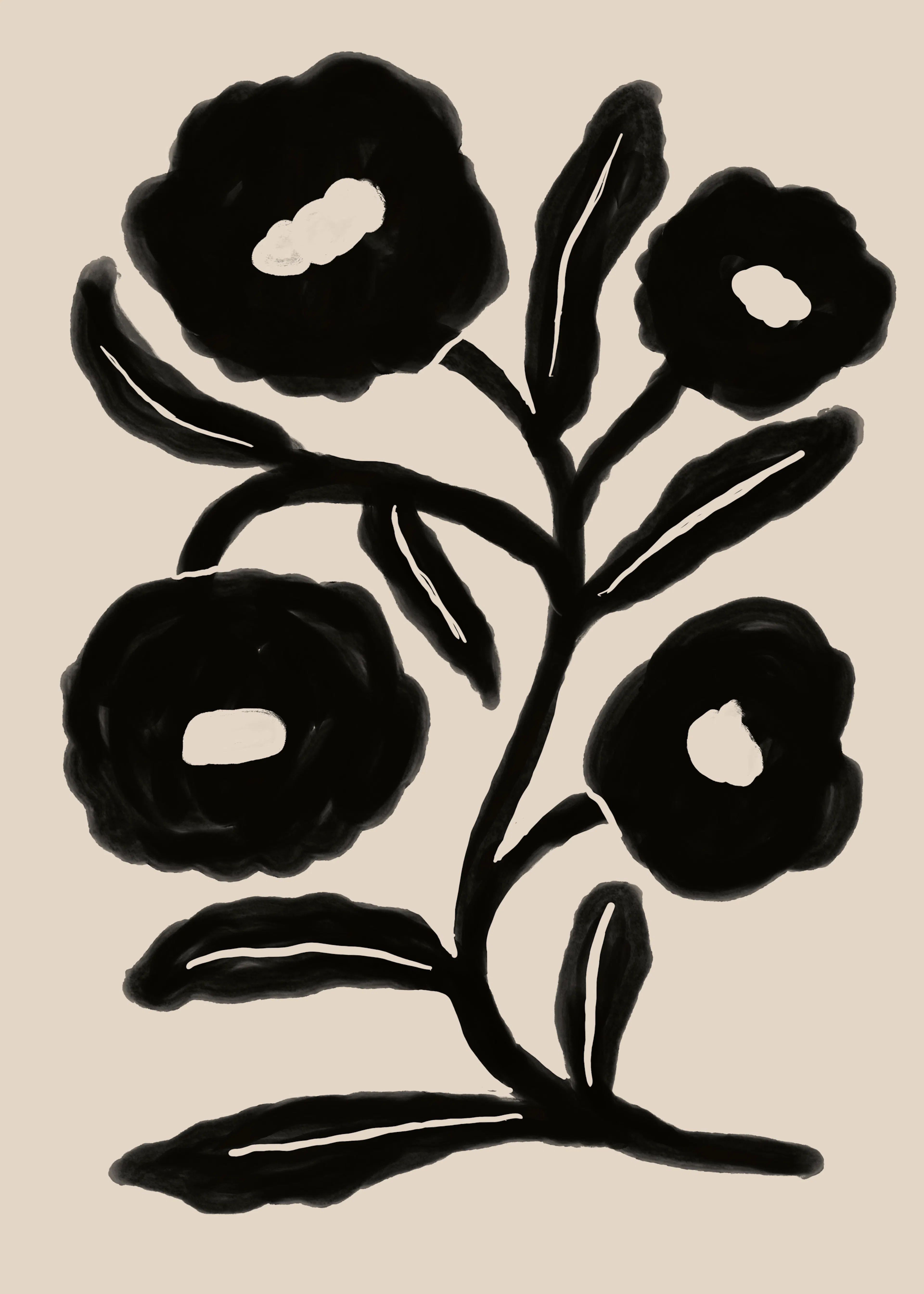 Charcoal Bold Floral Poster 0