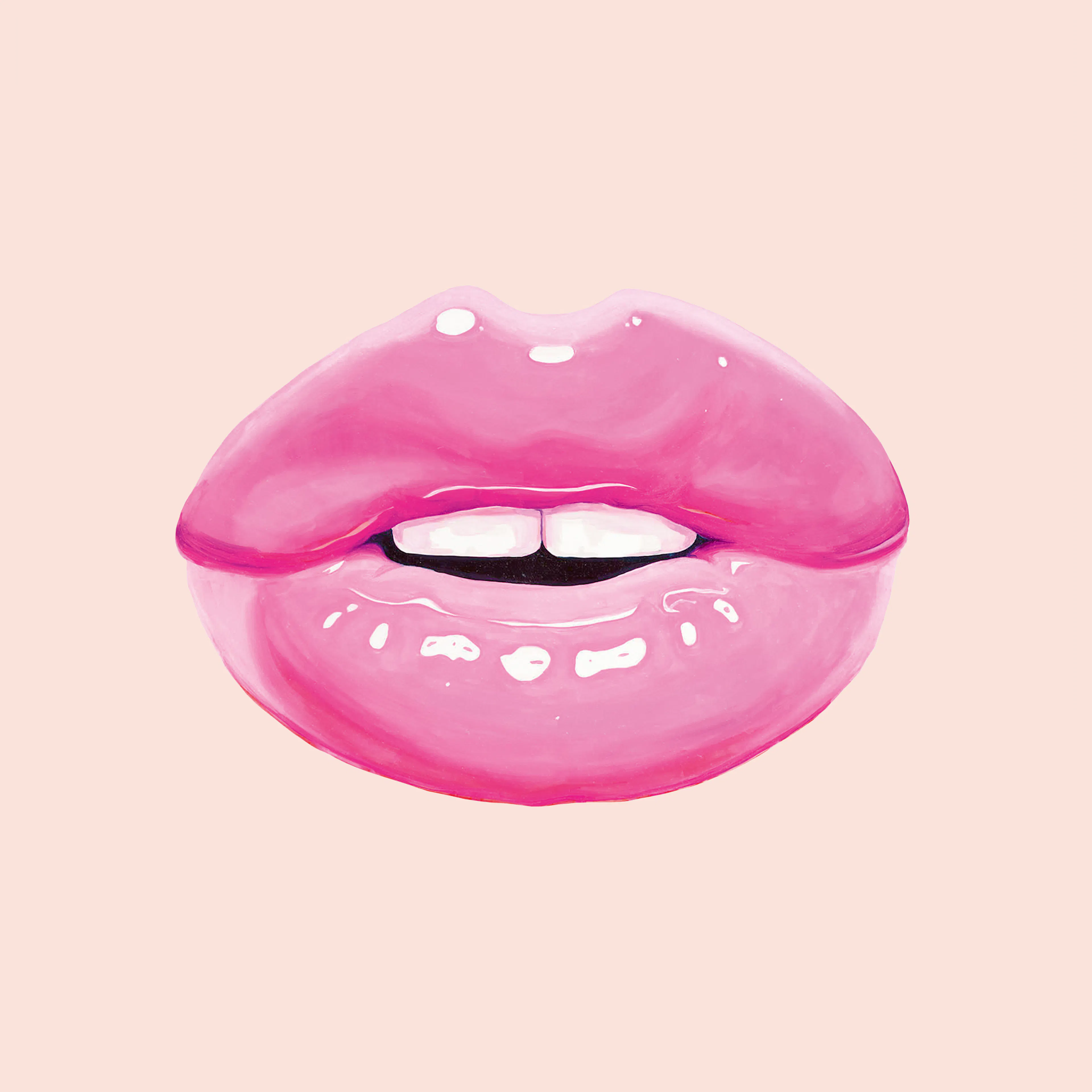 Roze Glossy Lippen Poster 0