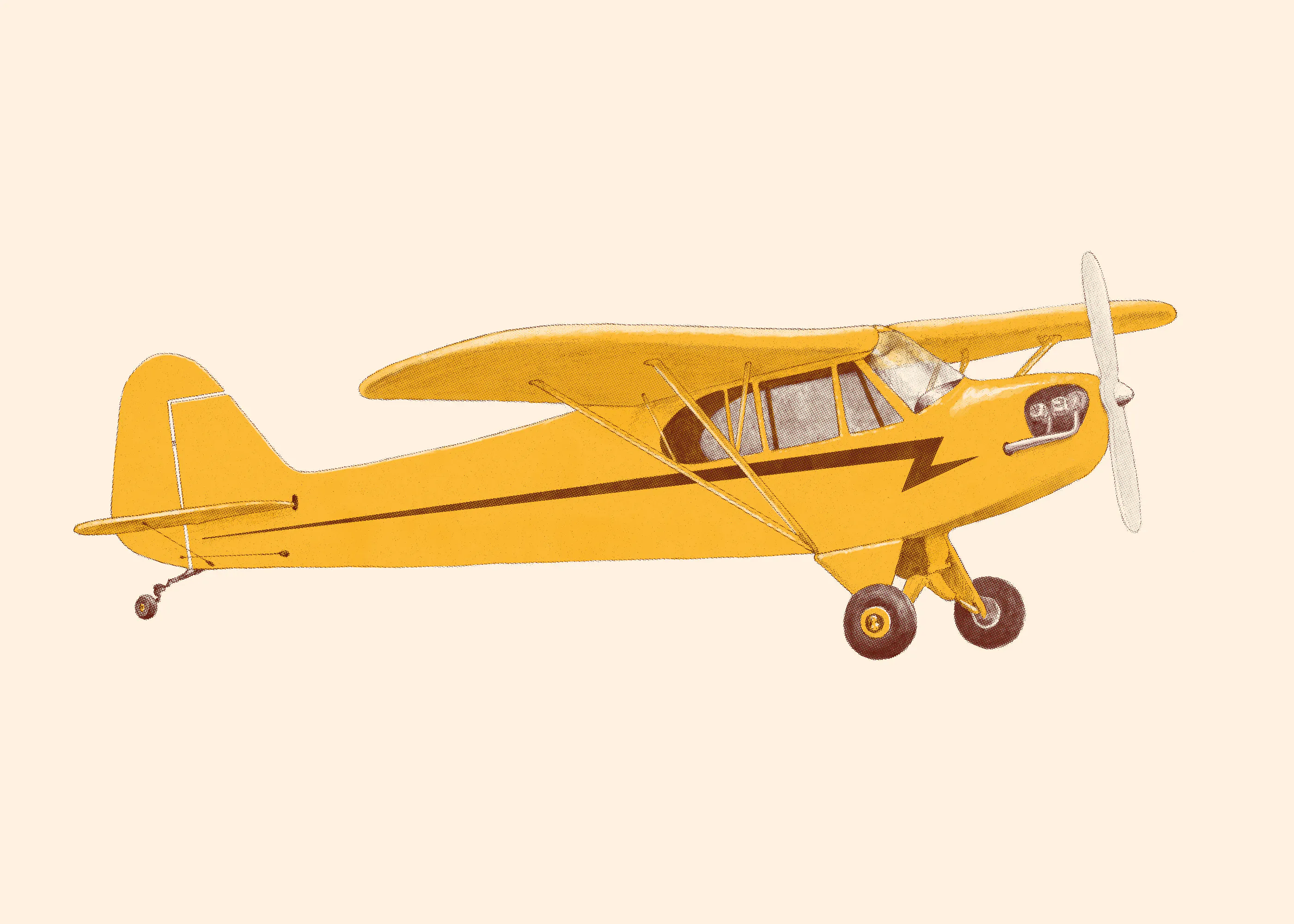 Vintage Yellow Airplane Poster 0