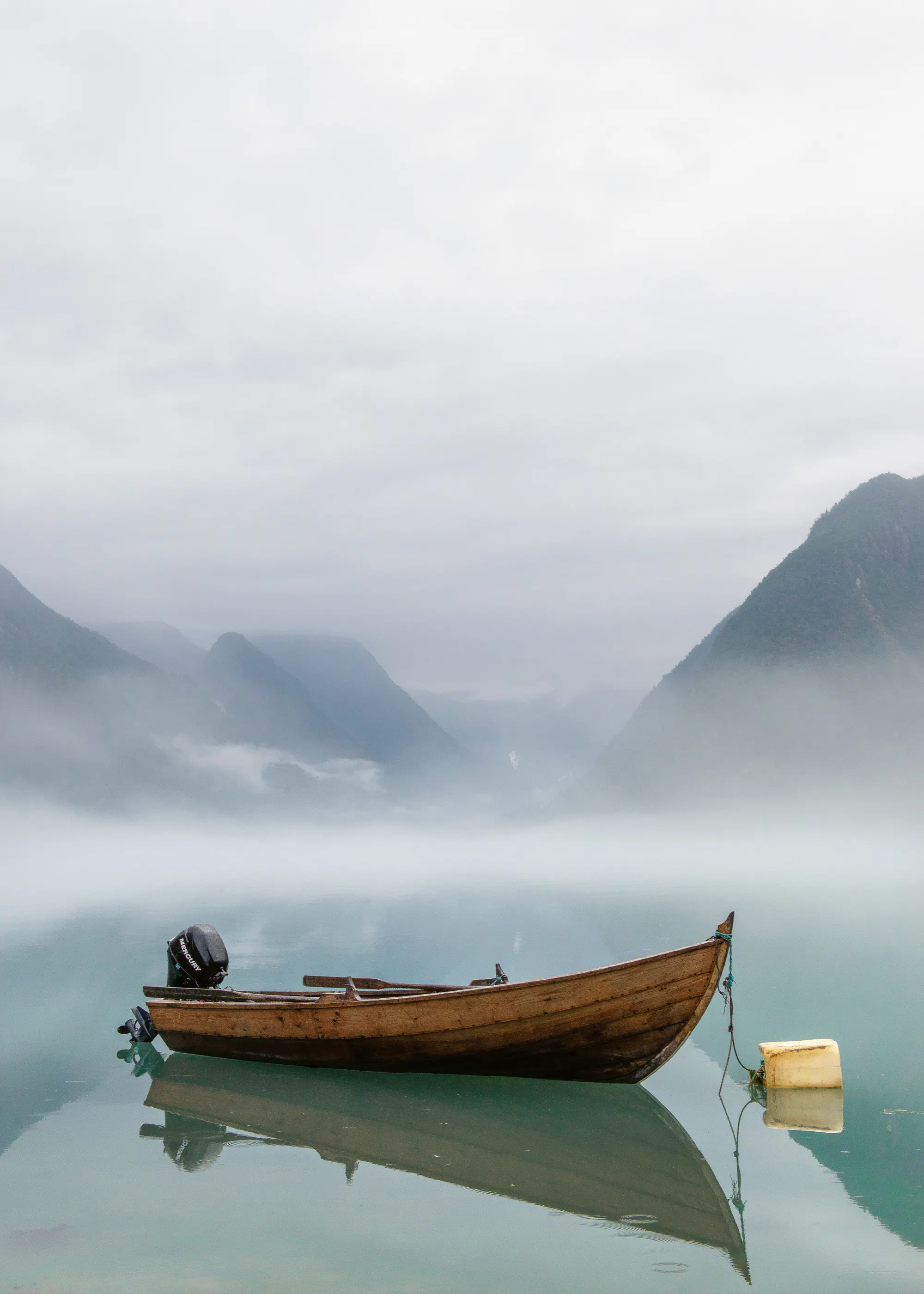Calm Blue Misty Lake Poster 0
