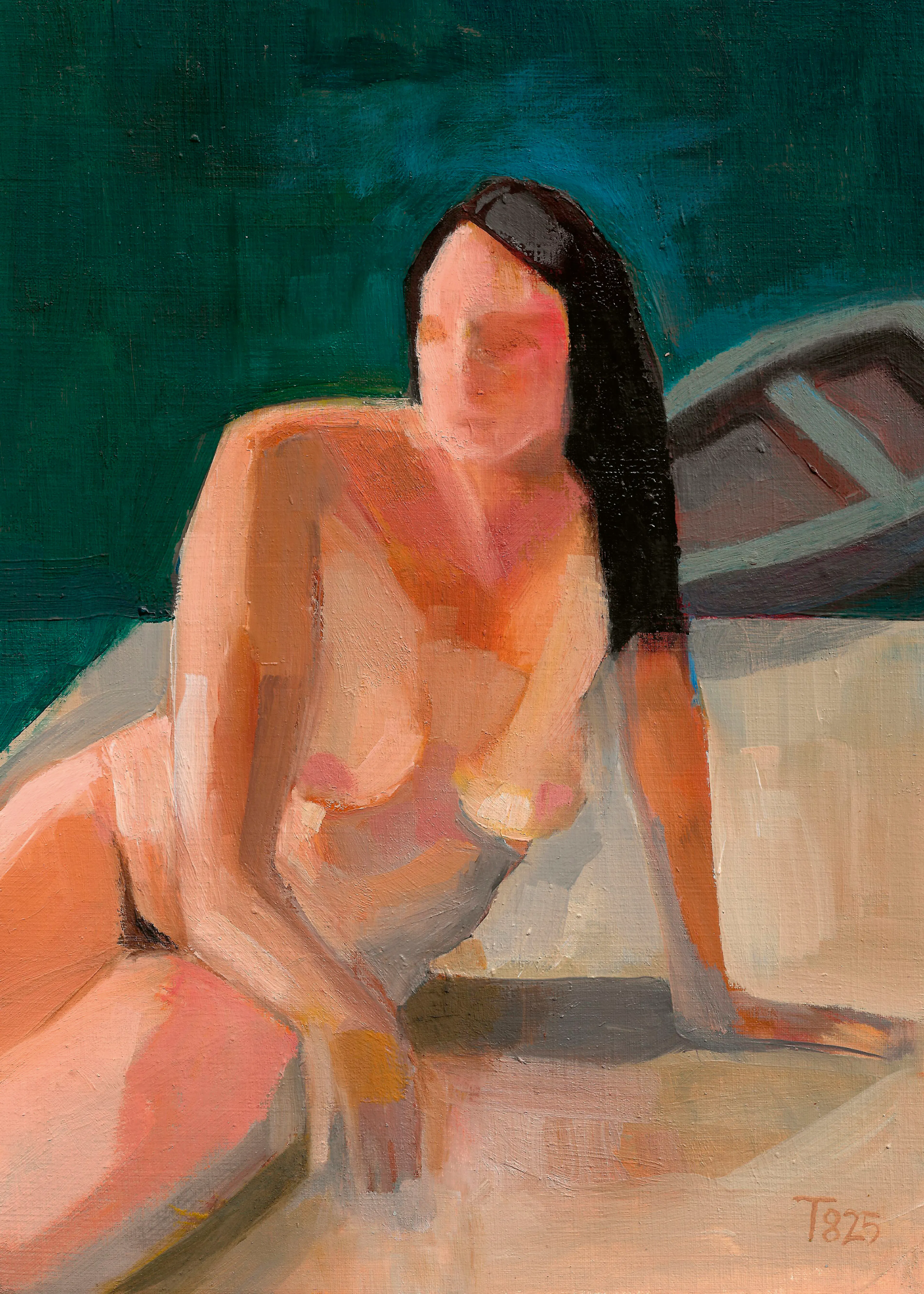Teal Serene Nude Poster 0